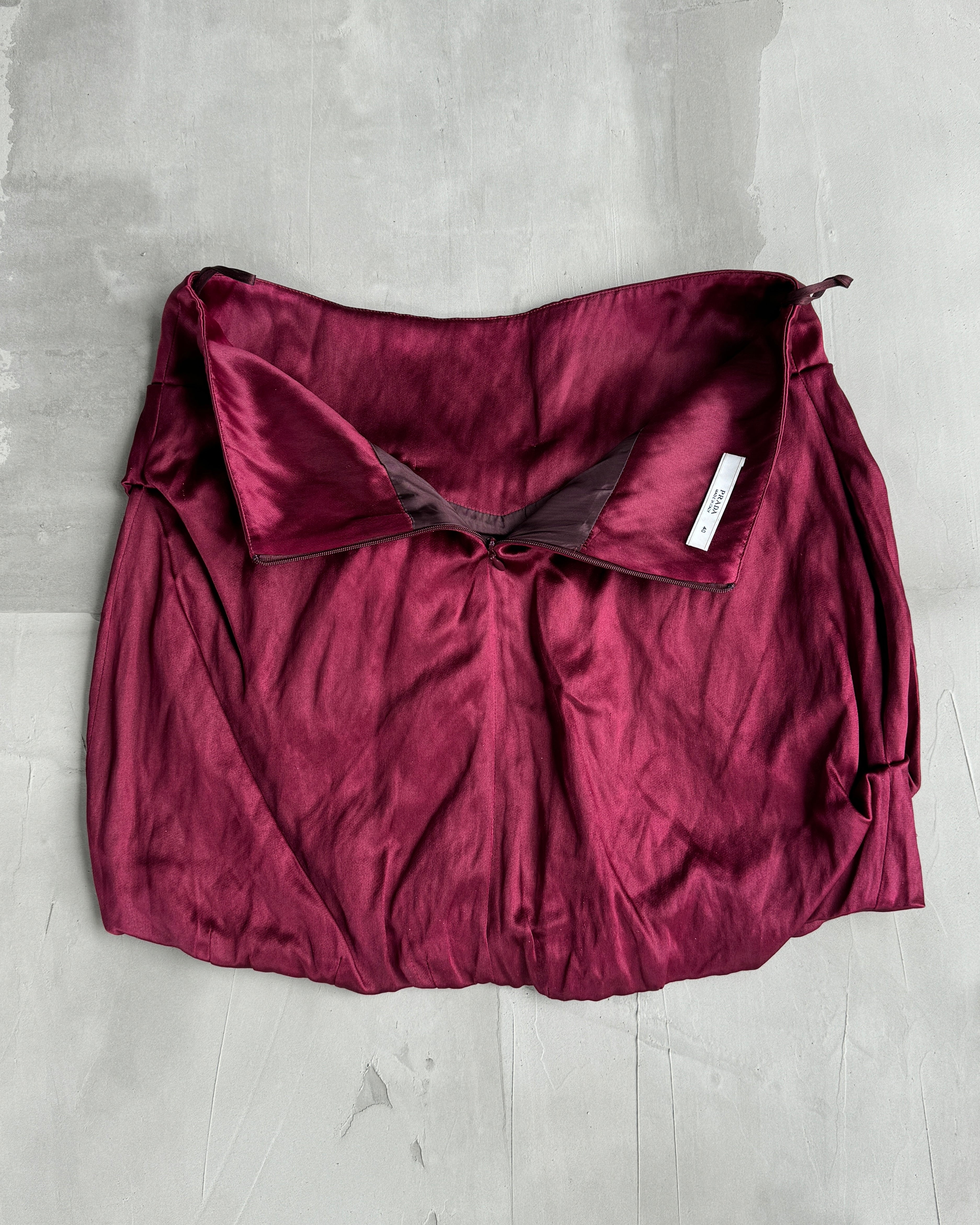 PRADA RED SILK MINI SKIRT - S