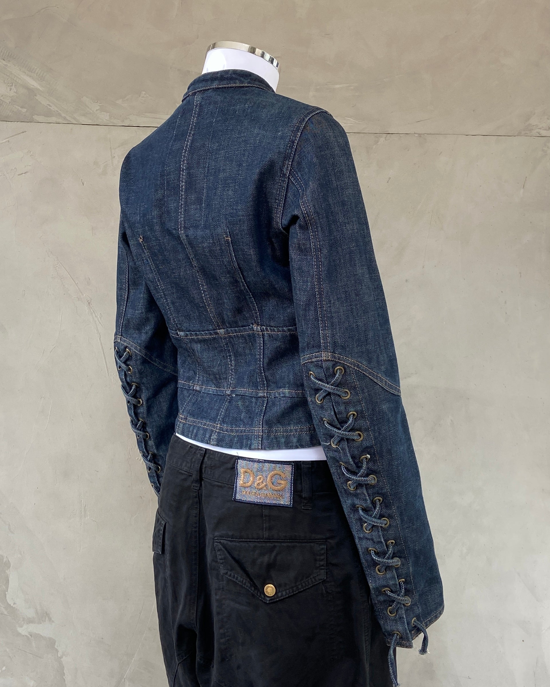 PRADA SPORT LACE UP DENIM JACKET - UK 10 / M