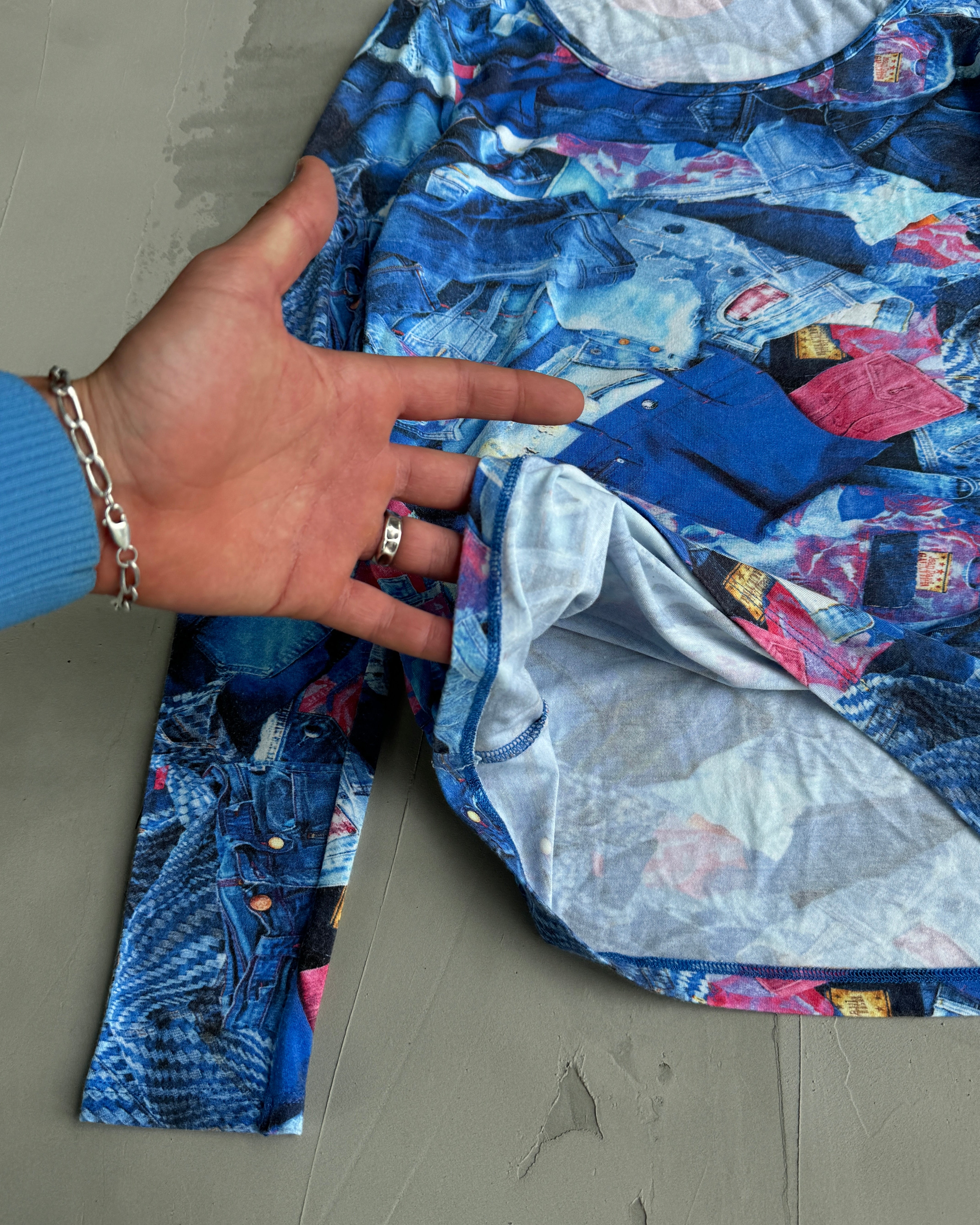 JUNIOR GAULTIER 'DENIM JEANS' LONG SLEEVE TOP - M