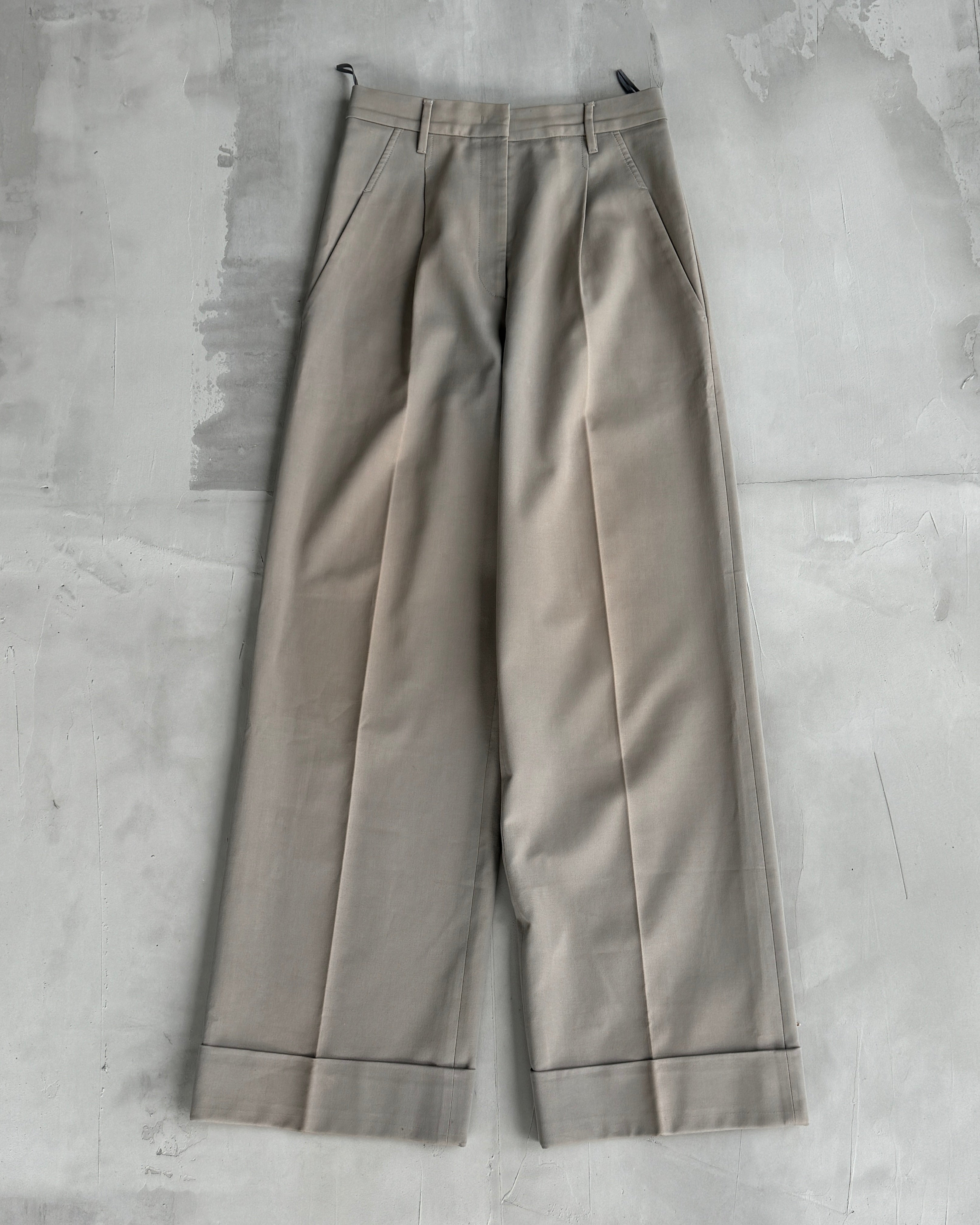 PRADA HIGH WAISTED WIDE LEG TROUSERS - S/M