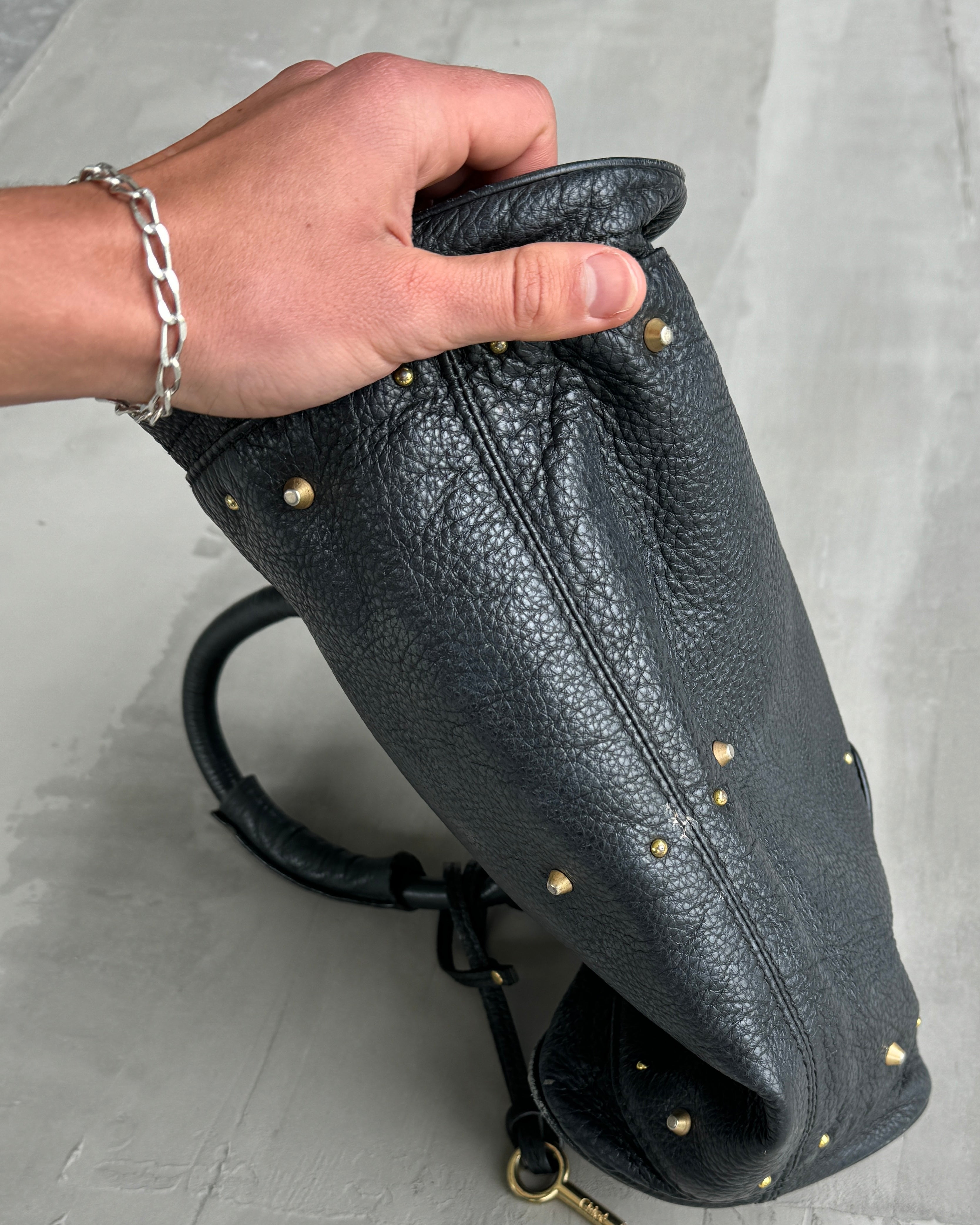 CHLOE BY PHOEBE PHILO BLACK LEATHER PADDINGTON BAG