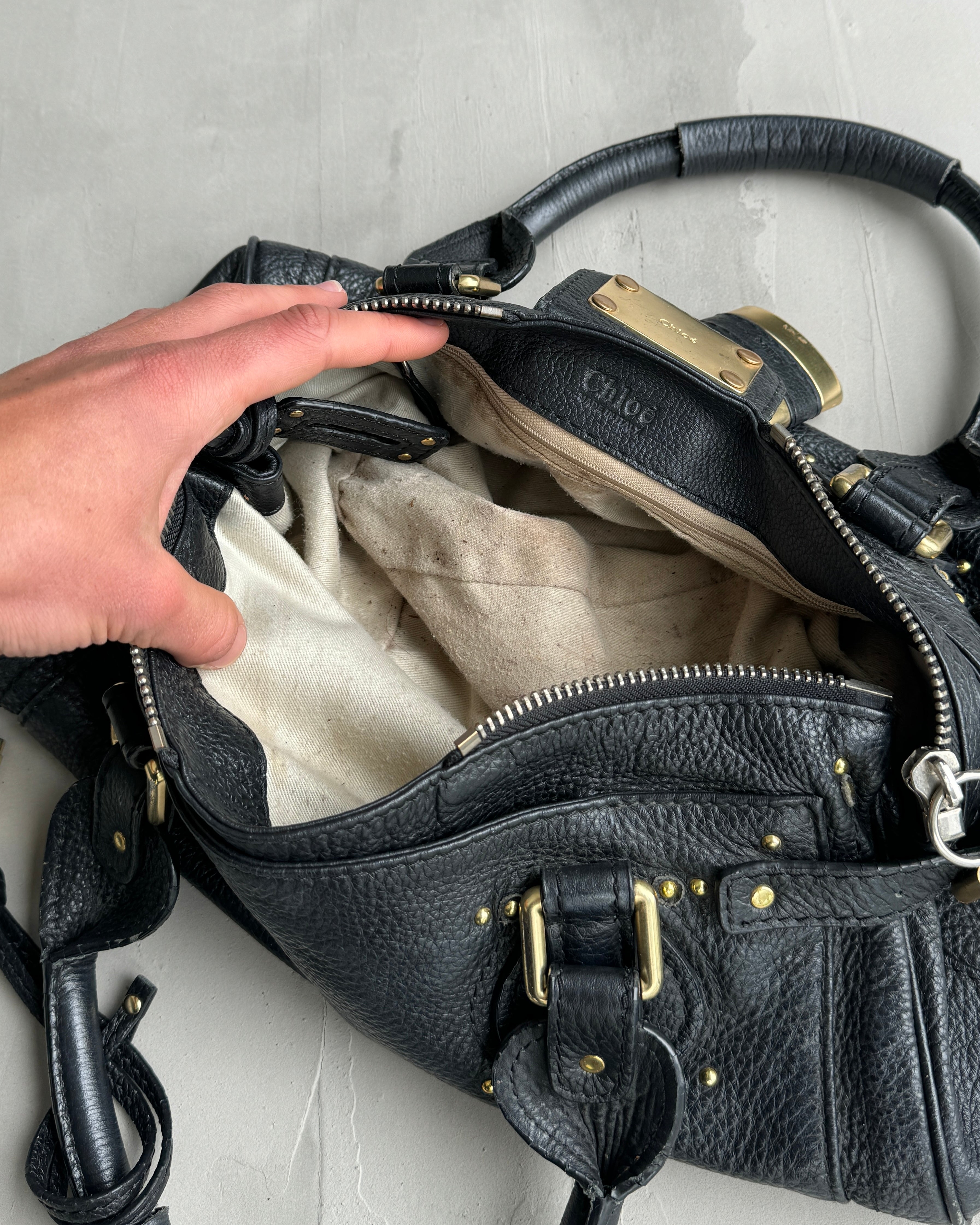 CHLOE BY PHOEBE PHILO BLACK LEATHER PADDINGTON BAG