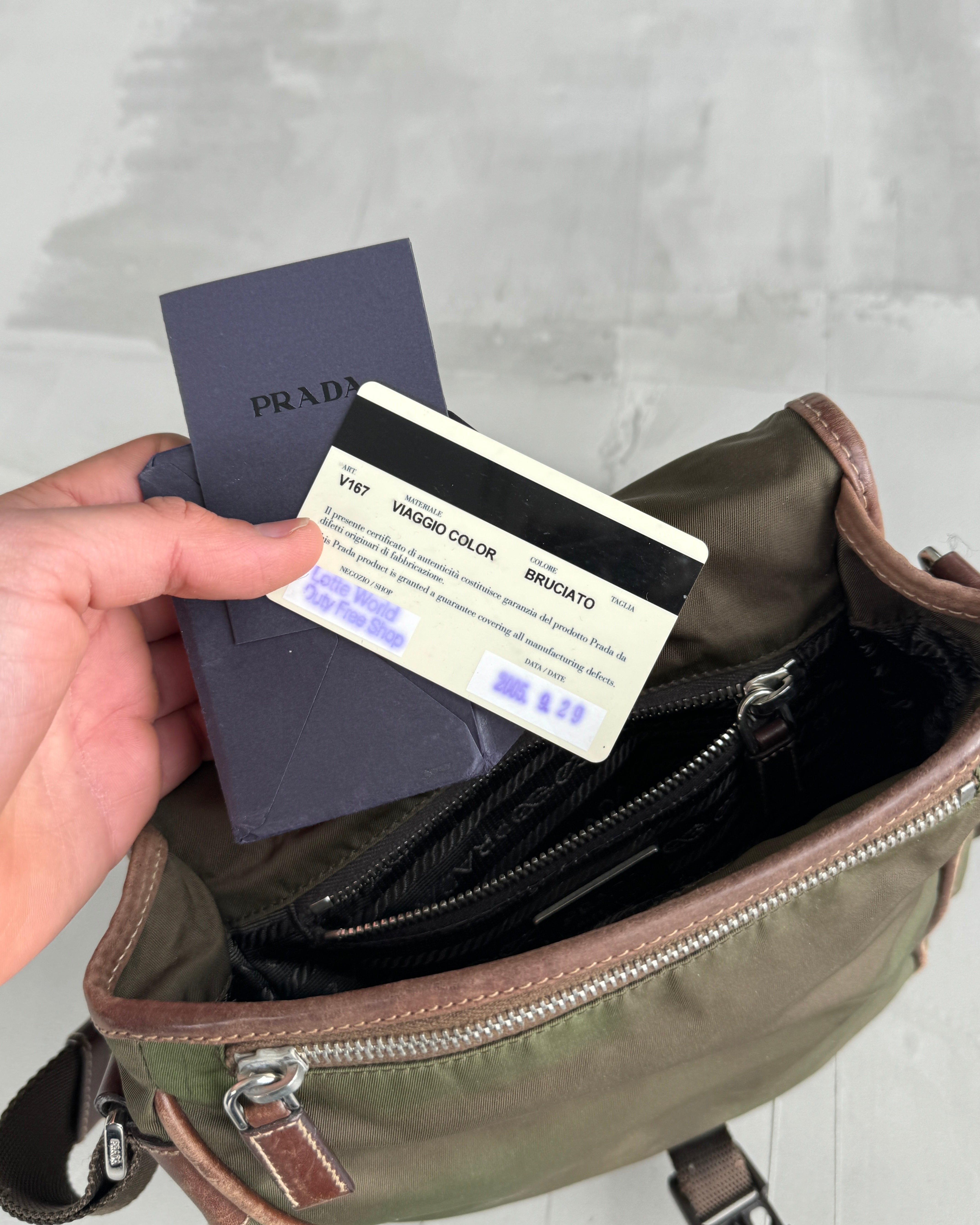 PRADA 2000'S KHAKI CROSS BODY SIDE BAG