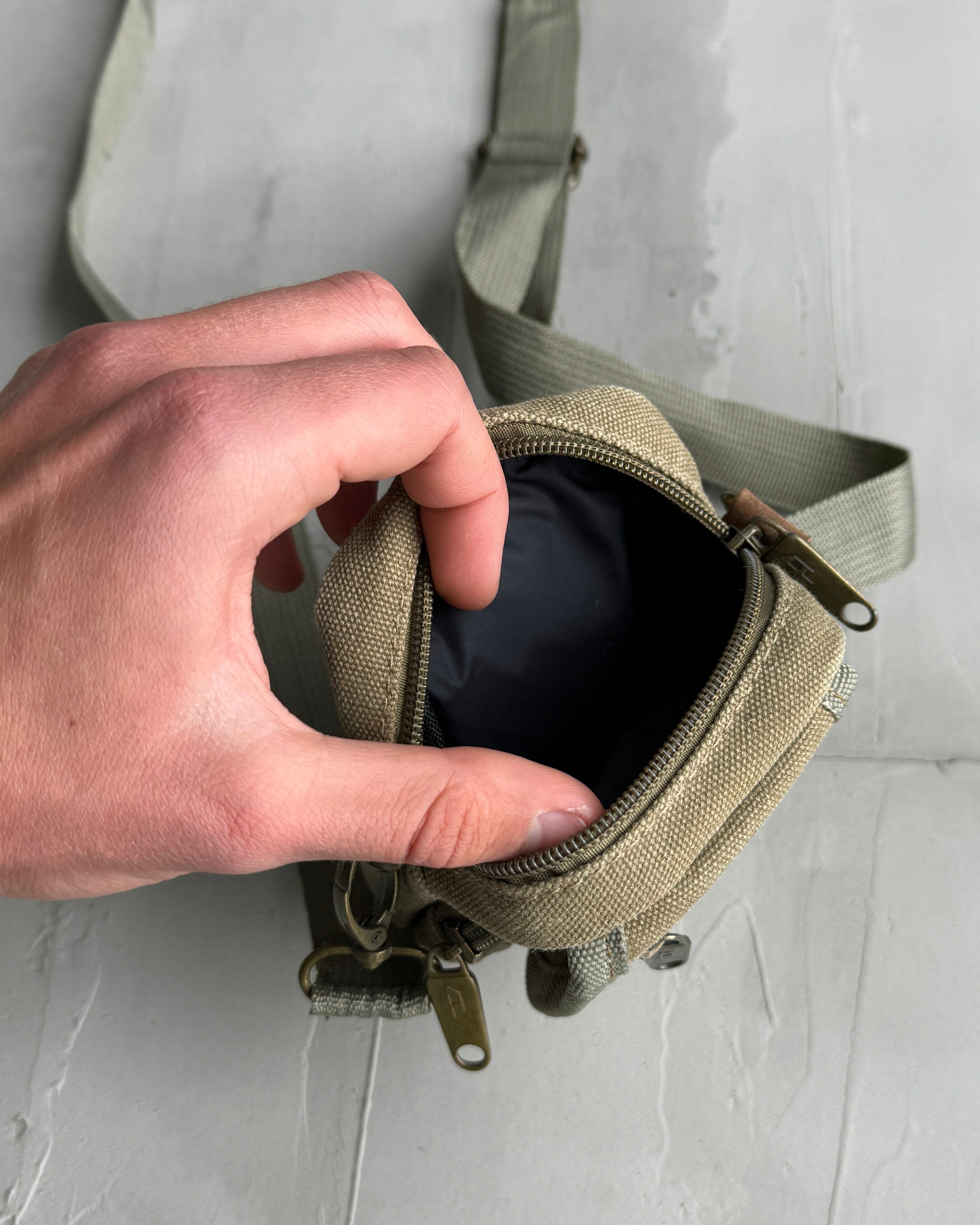 DIESEL LEATHER & CANVAS MINI SIDE BAG