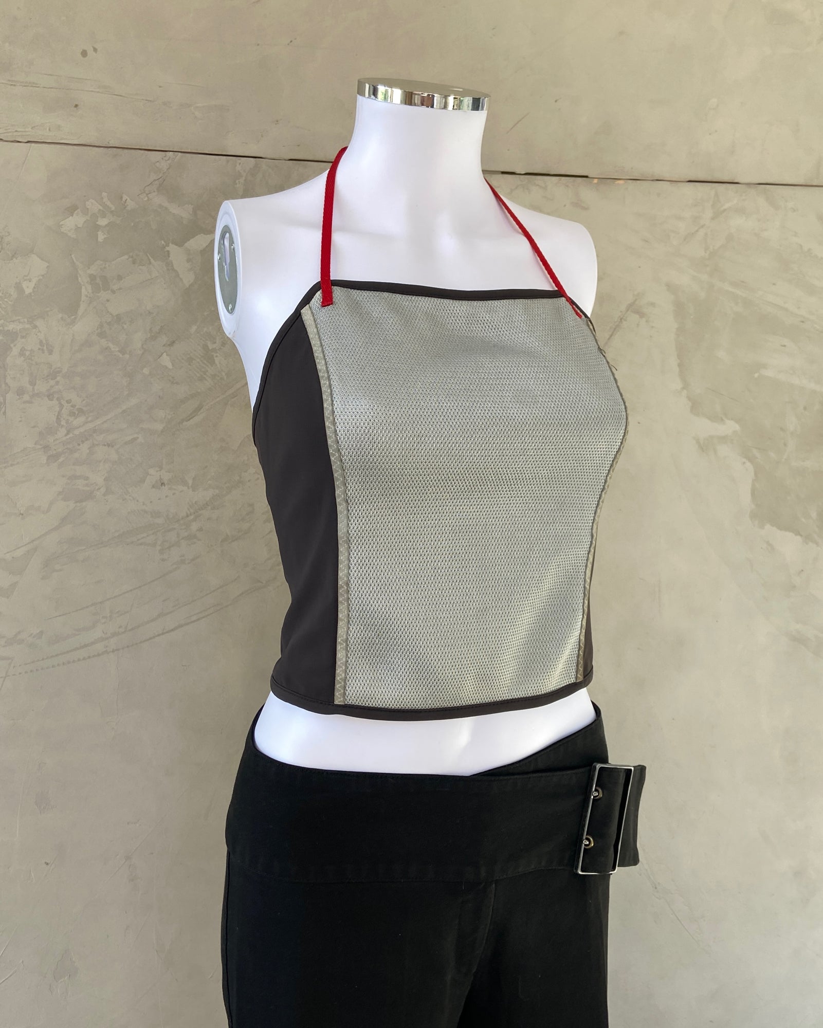 PRADA SPORT SS1999 SILVER NYLON BANDEAU TOP - M