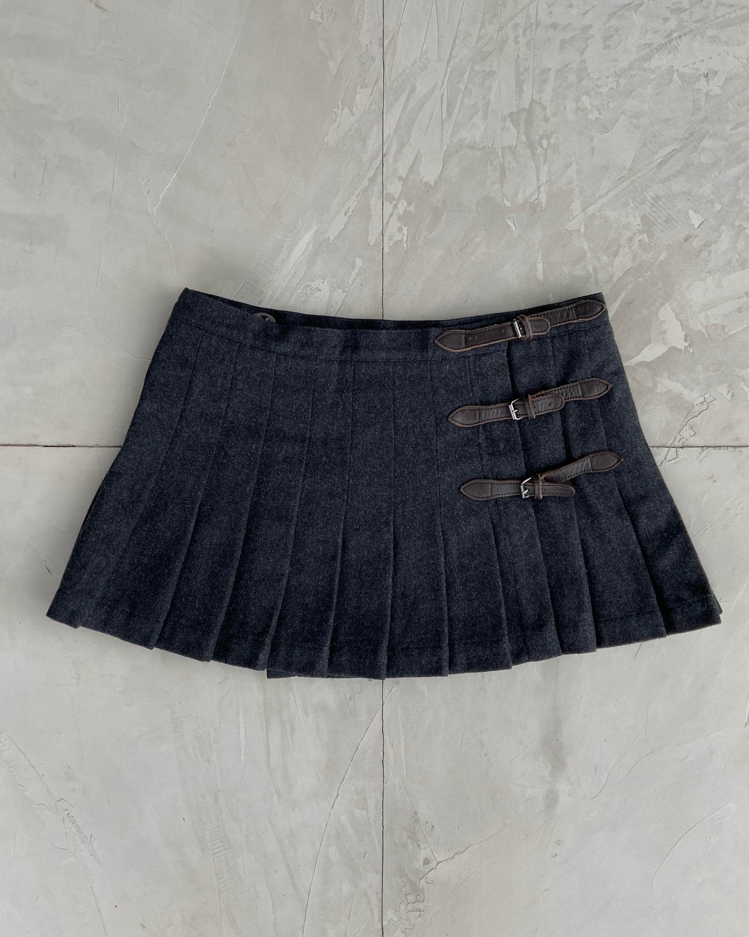 BURBERRY PLEATED WRAP MINI SKIRT - S/M