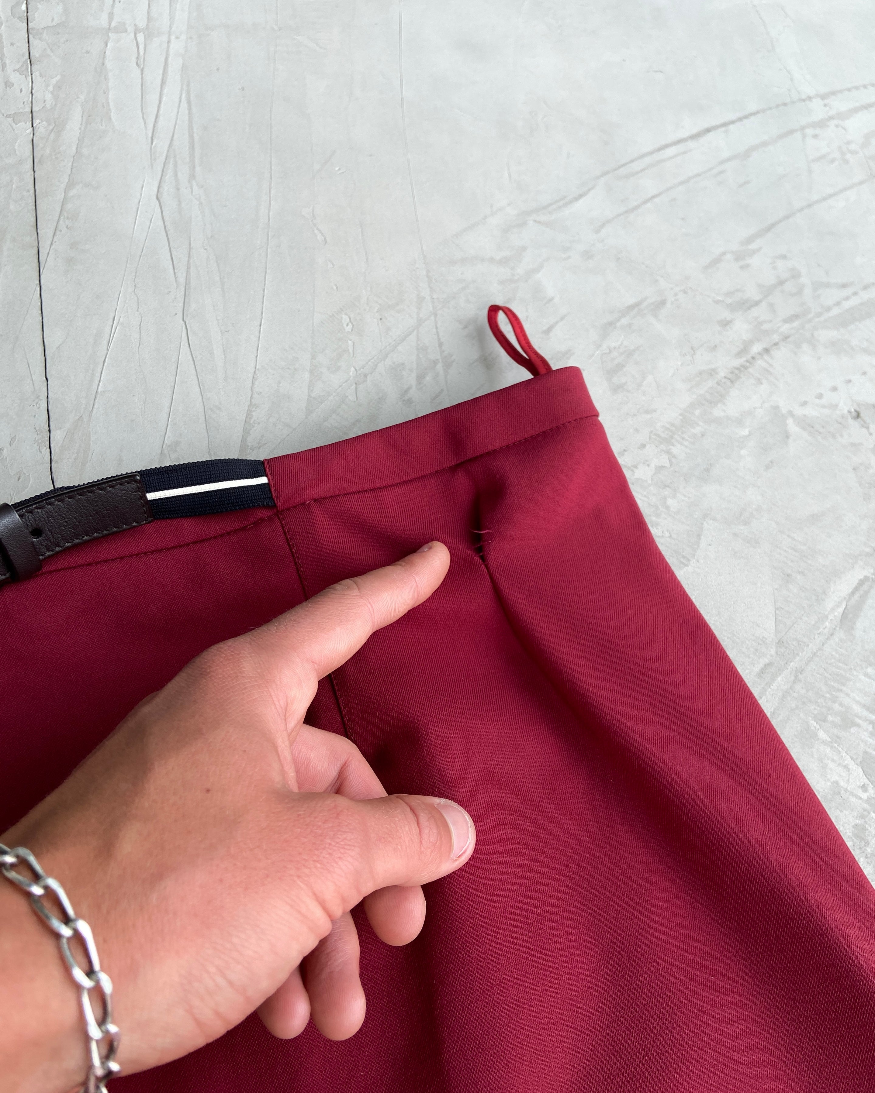 PRADA SPORT RED BELTED MIDI SKIRT - M