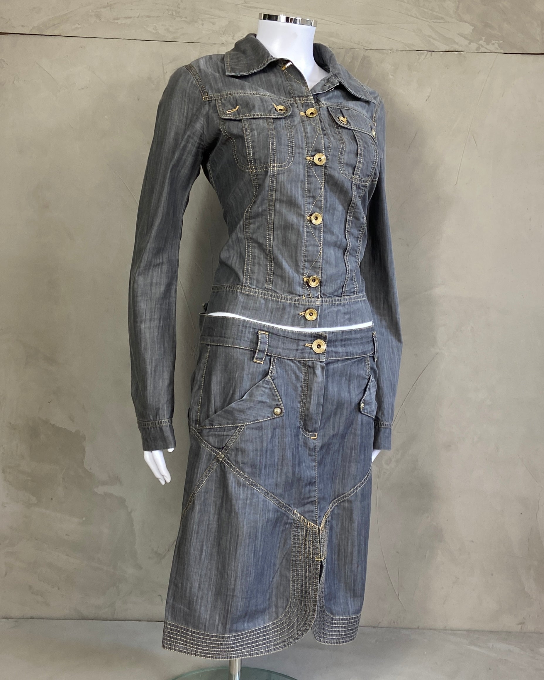 PLEIN SUD CONTRAST STITCH SKIRT - M