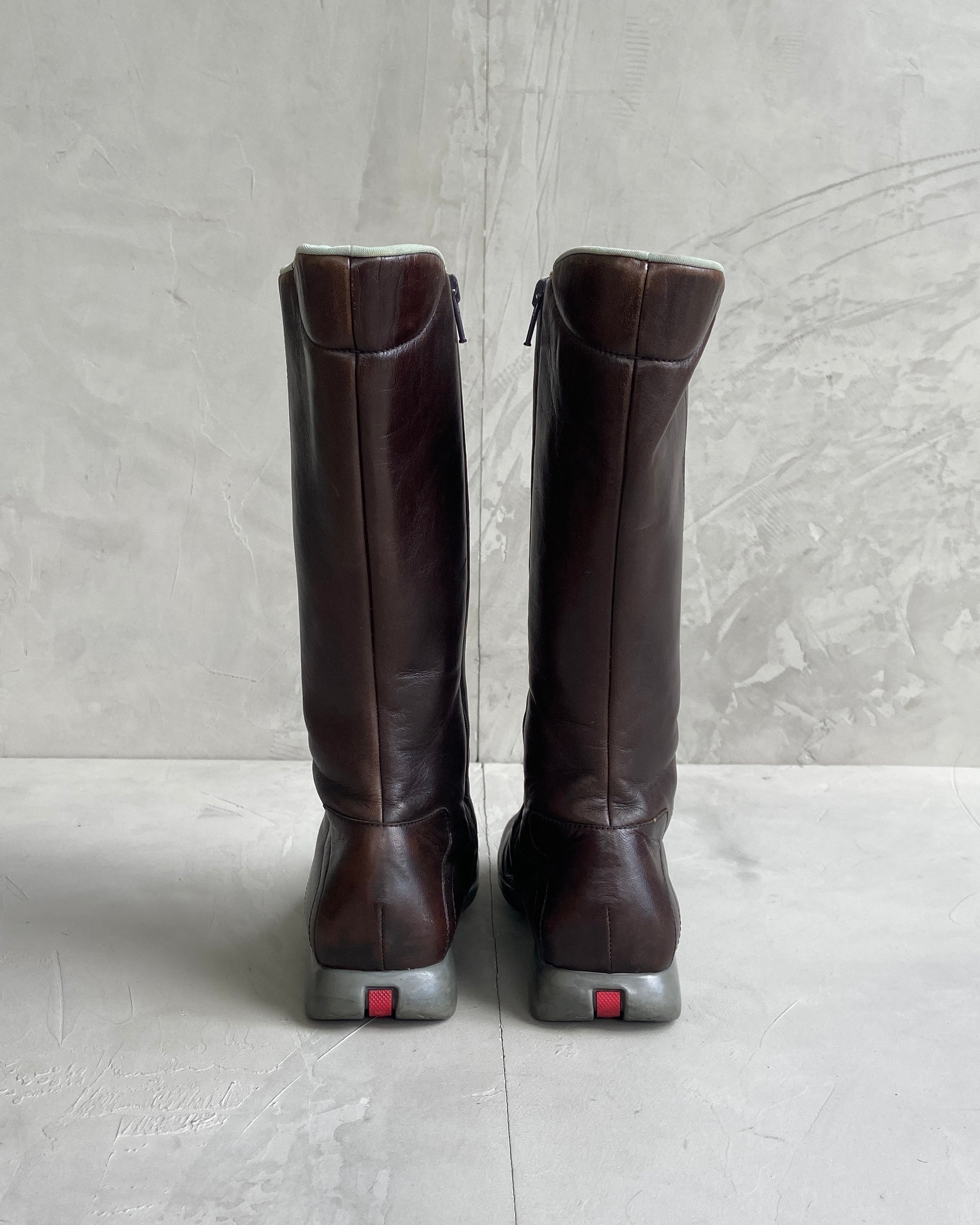 PRADA SPORT 90'S SQUARE TOE LEATHER BOOTS - EU 37