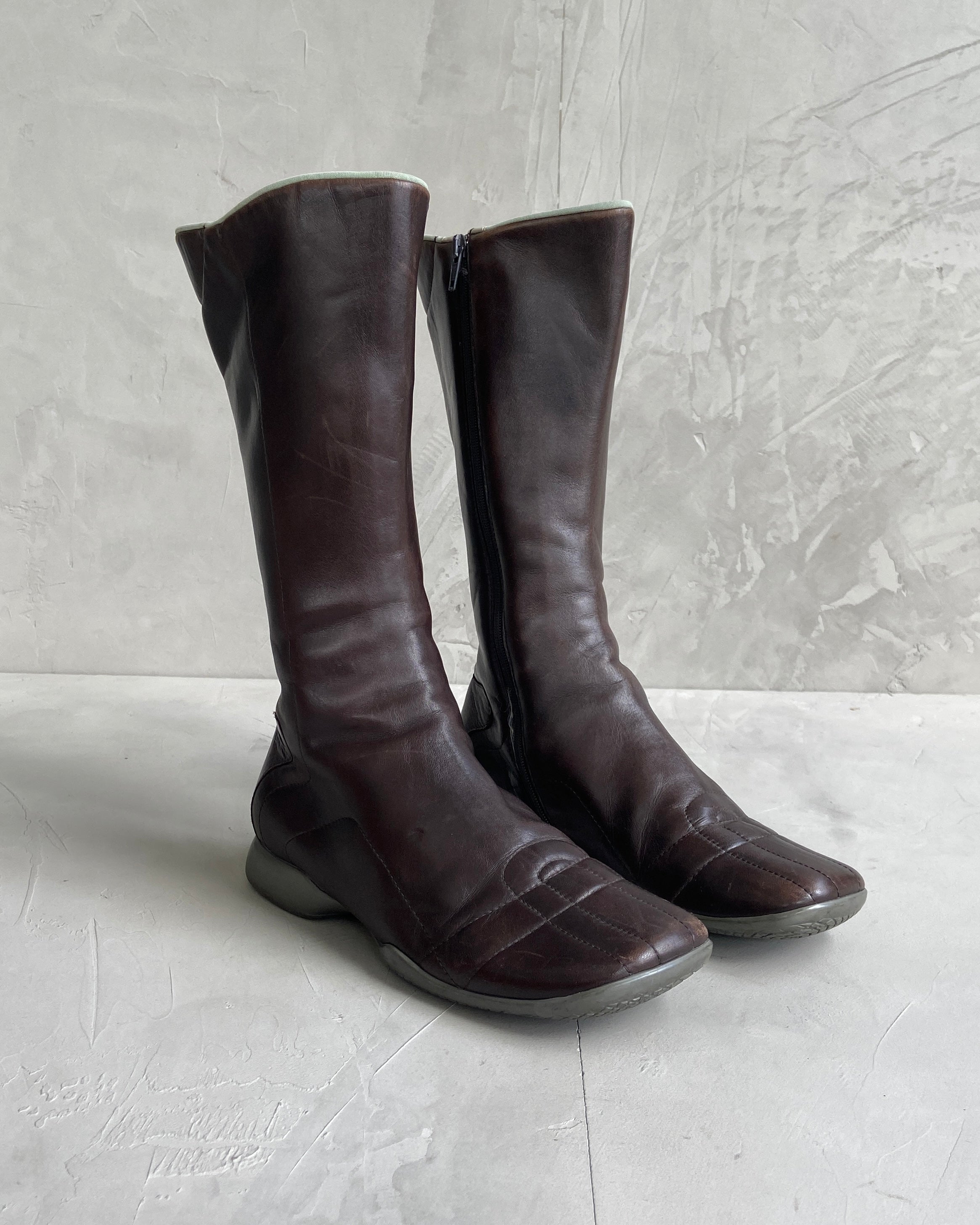 PRADA SPORT 90'S SQUARE TOE LEATHER BOOTS - EU 37