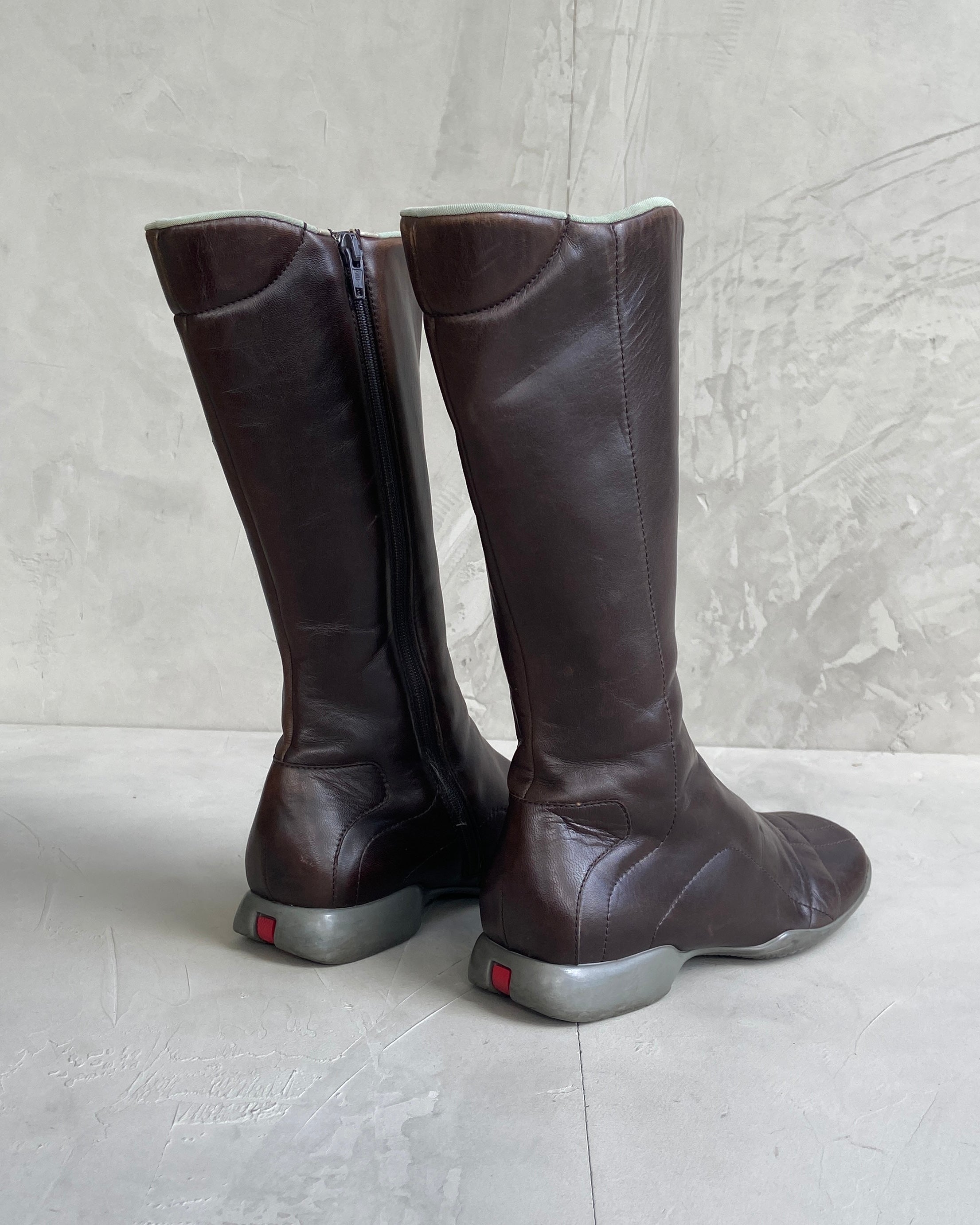 PRADA SPORT 90'S SQUARE TOE LEATHER BOOTS - EU 37