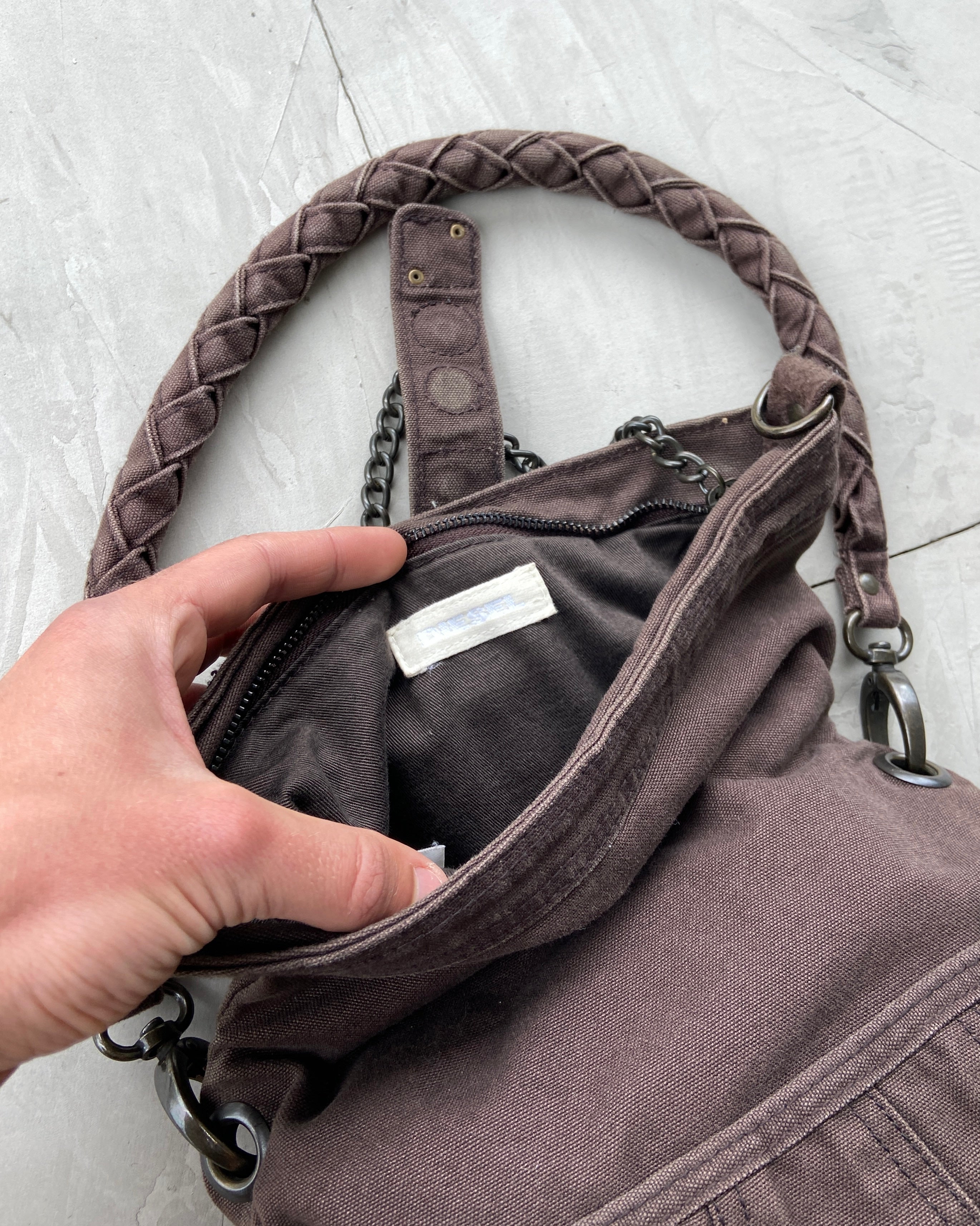 DIESEL 2000'S BROWN CANVAS BAG