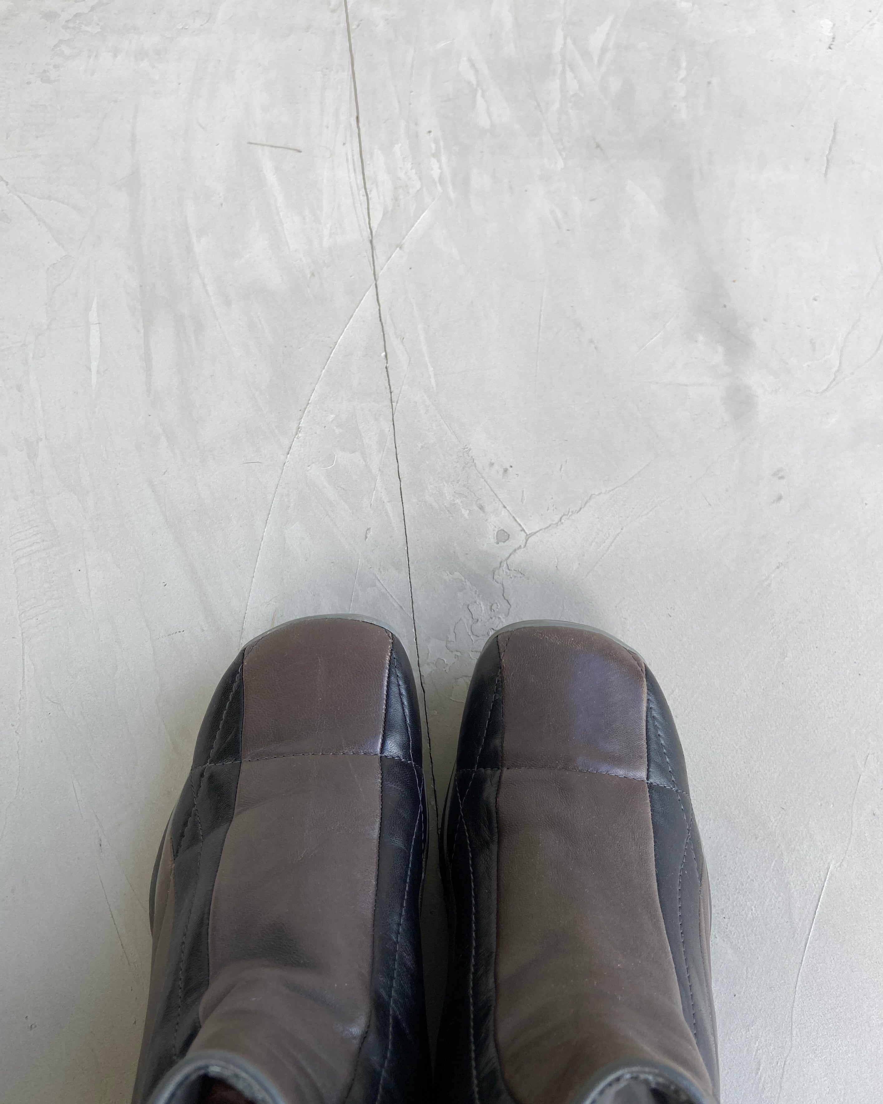 PRADA SPORT TWO-TONE LEATHER BOOTS - UK 3