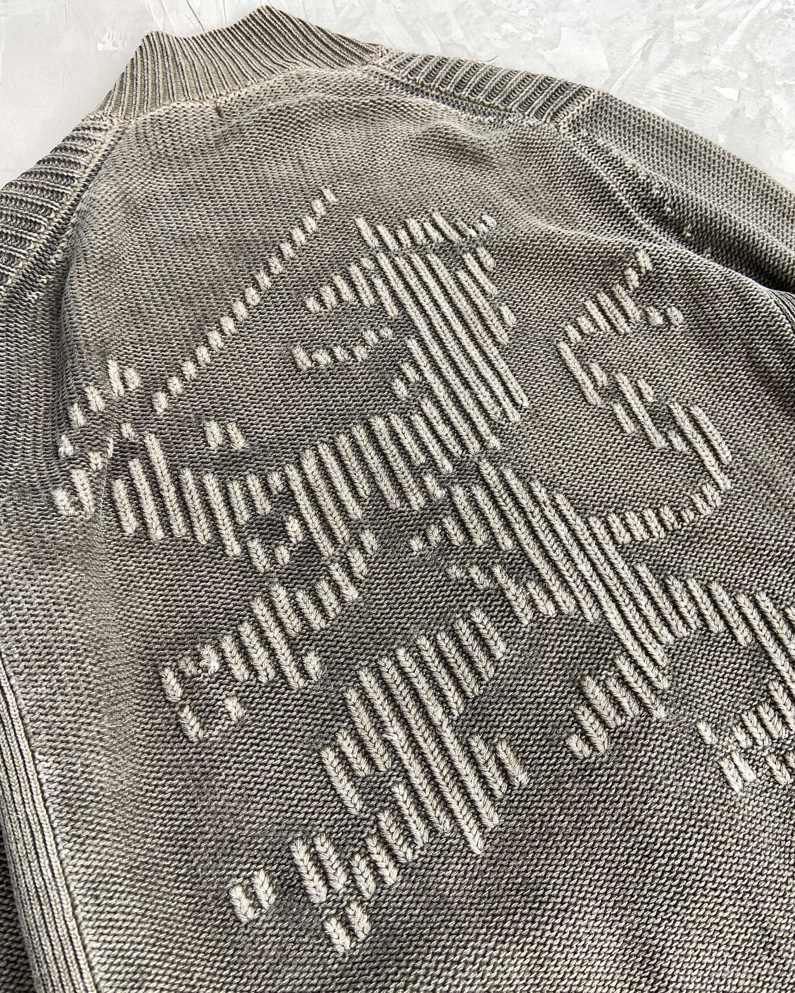 DIESEL 2000'S GRAPHIC KNIT ZIP UP SWEATSHIRT - M