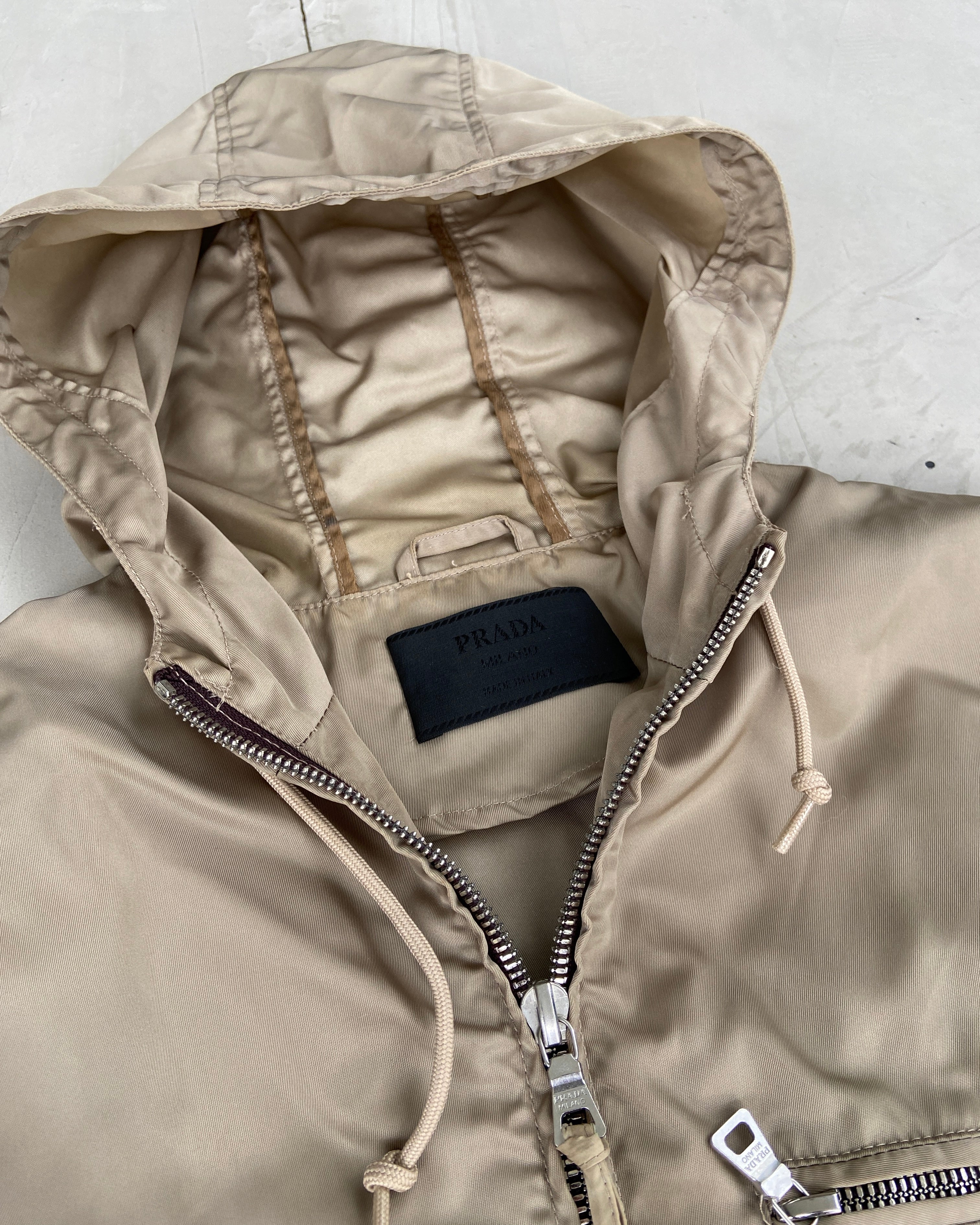 PRADA NYLON HOODED CARGO JACKET - M