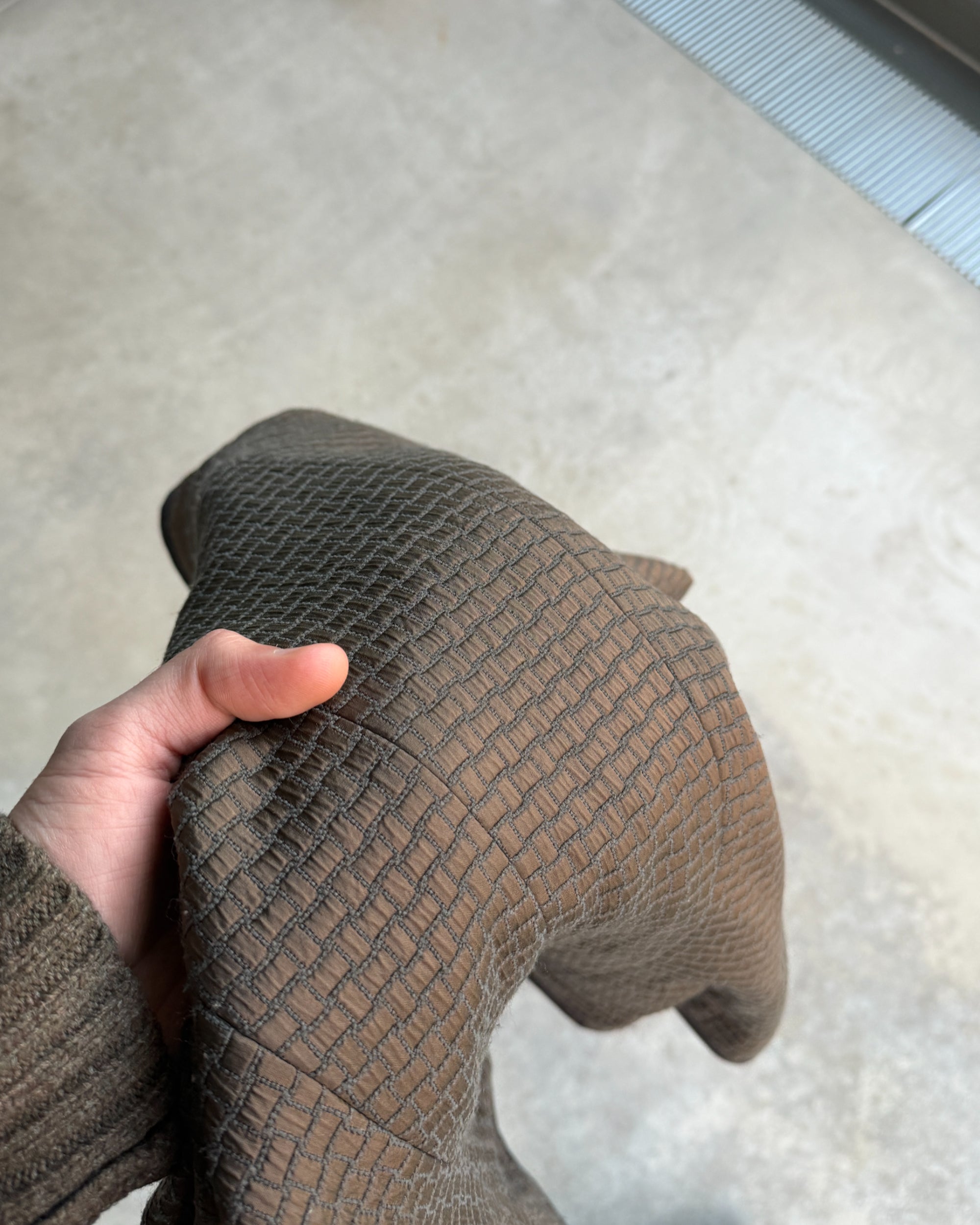 Armani Collezioni Brown Silk Look Jacket – S-on a concrete background