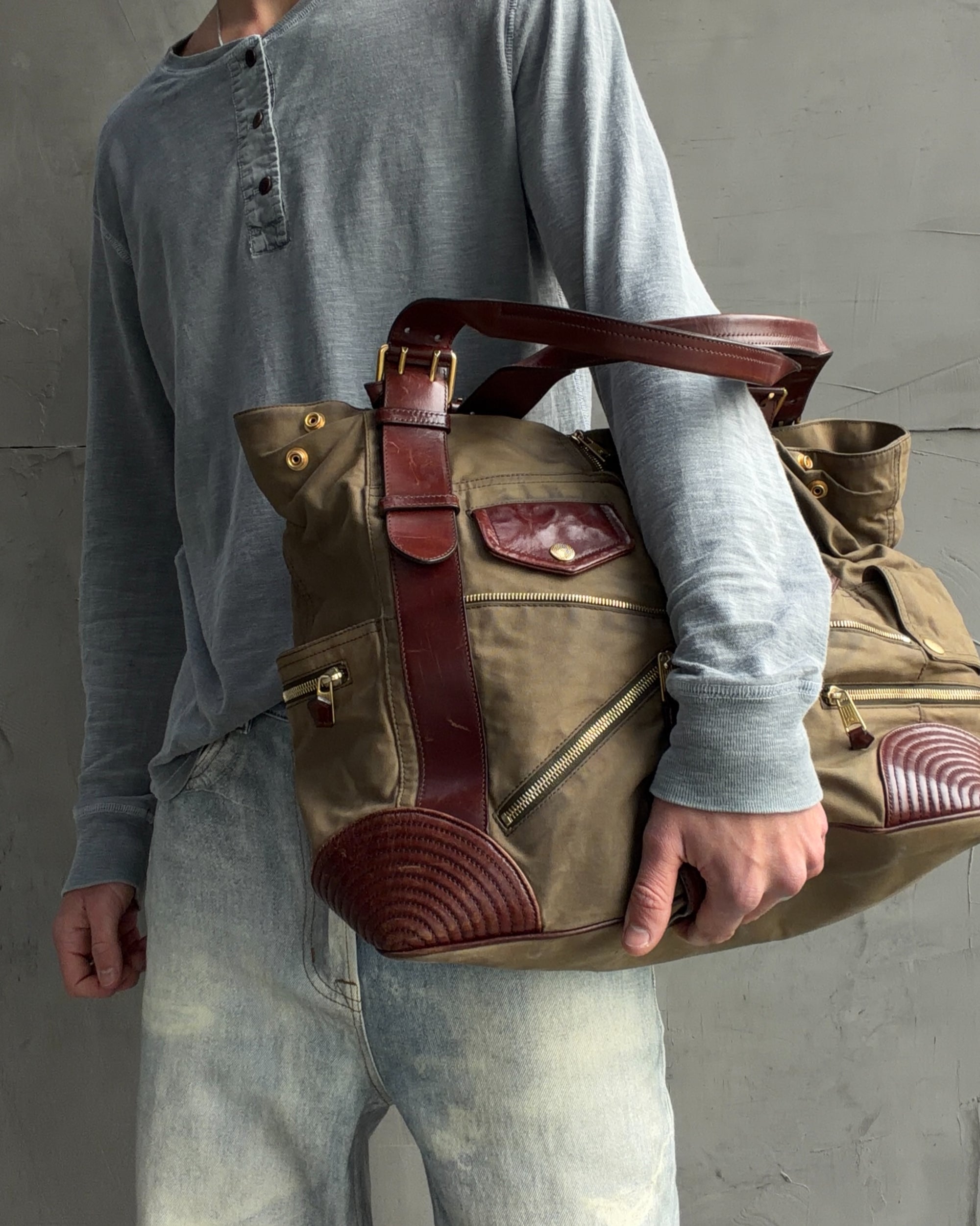 Alexander McQueen Faithful Multipocket Cotton and Leather Tote Bag