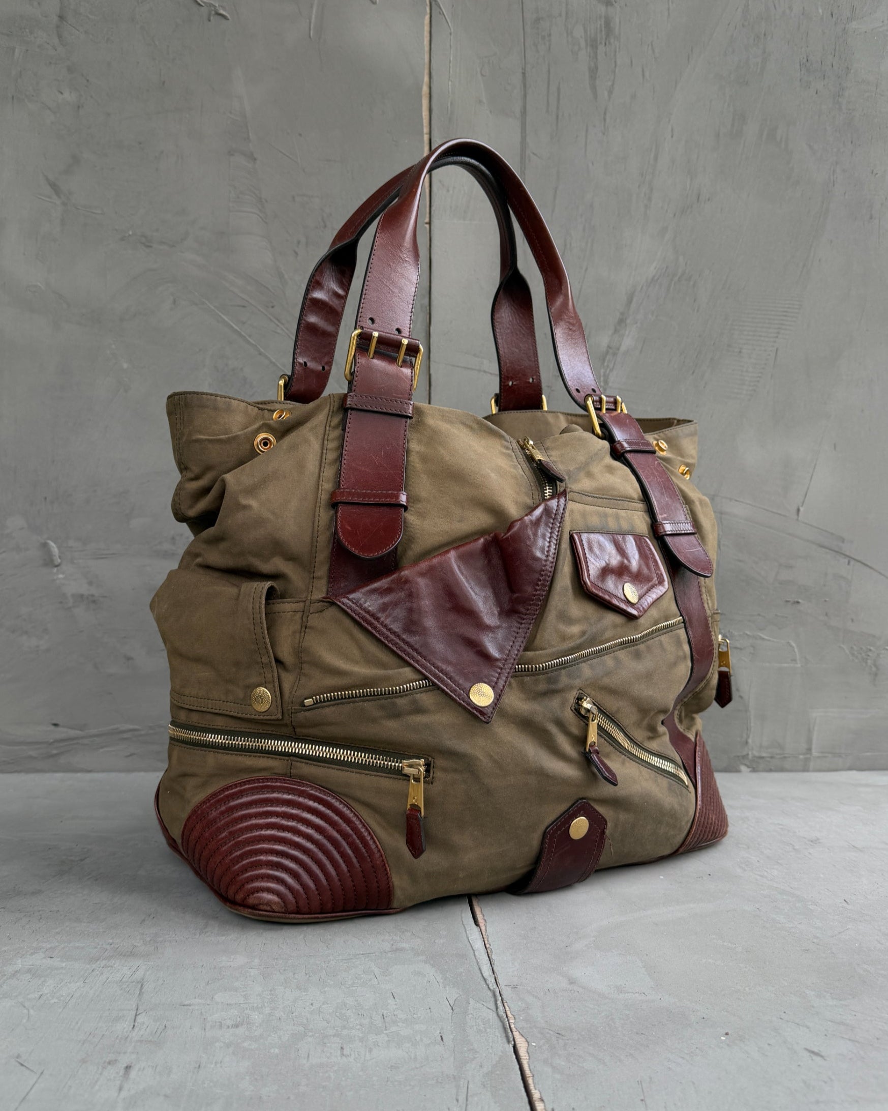 Alexander McQueen Faithful Multipocket Cotton and Leather Tote Bag