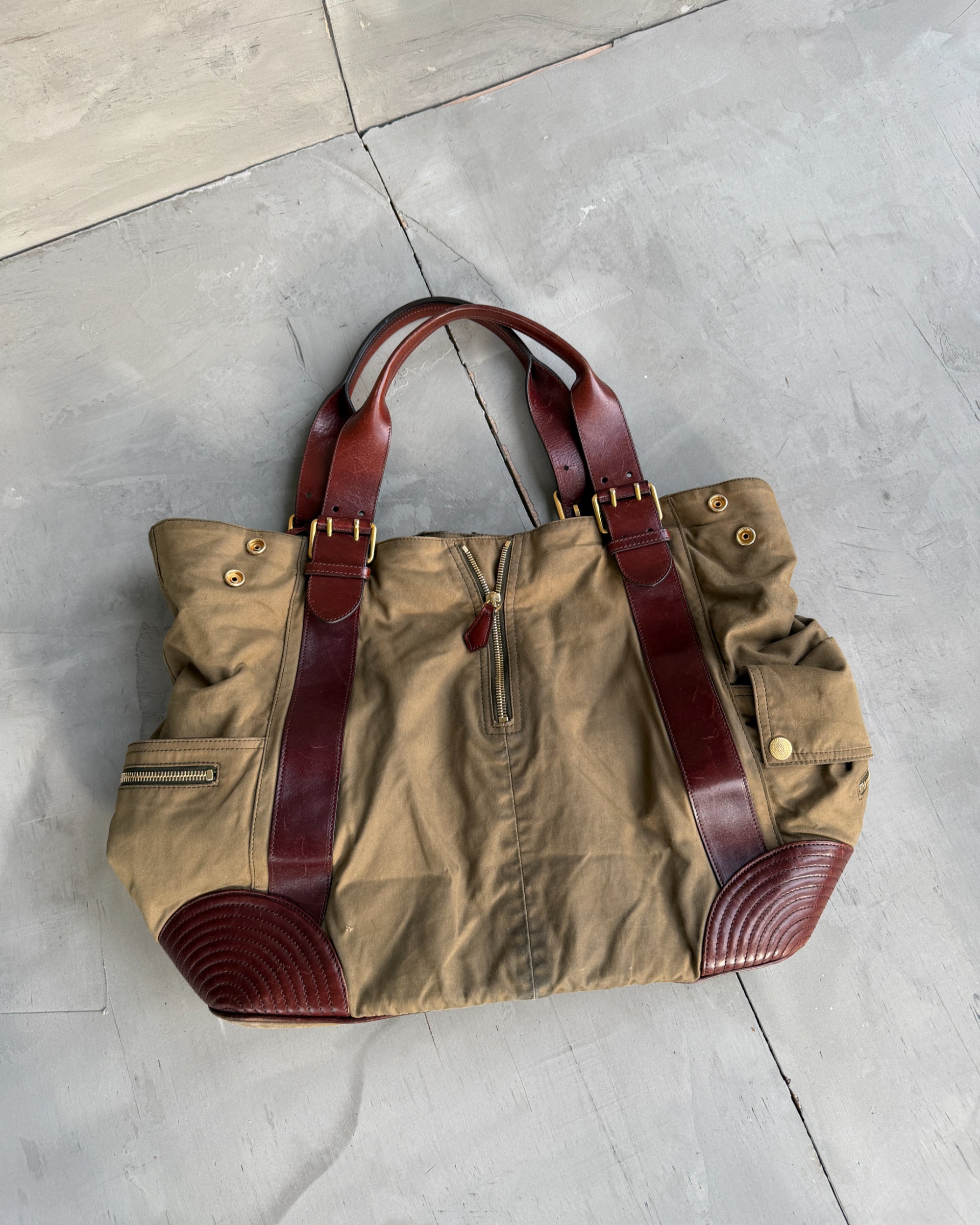 Alexander McQueen Faithful Multipocket Cotton and Leather Tote Bag