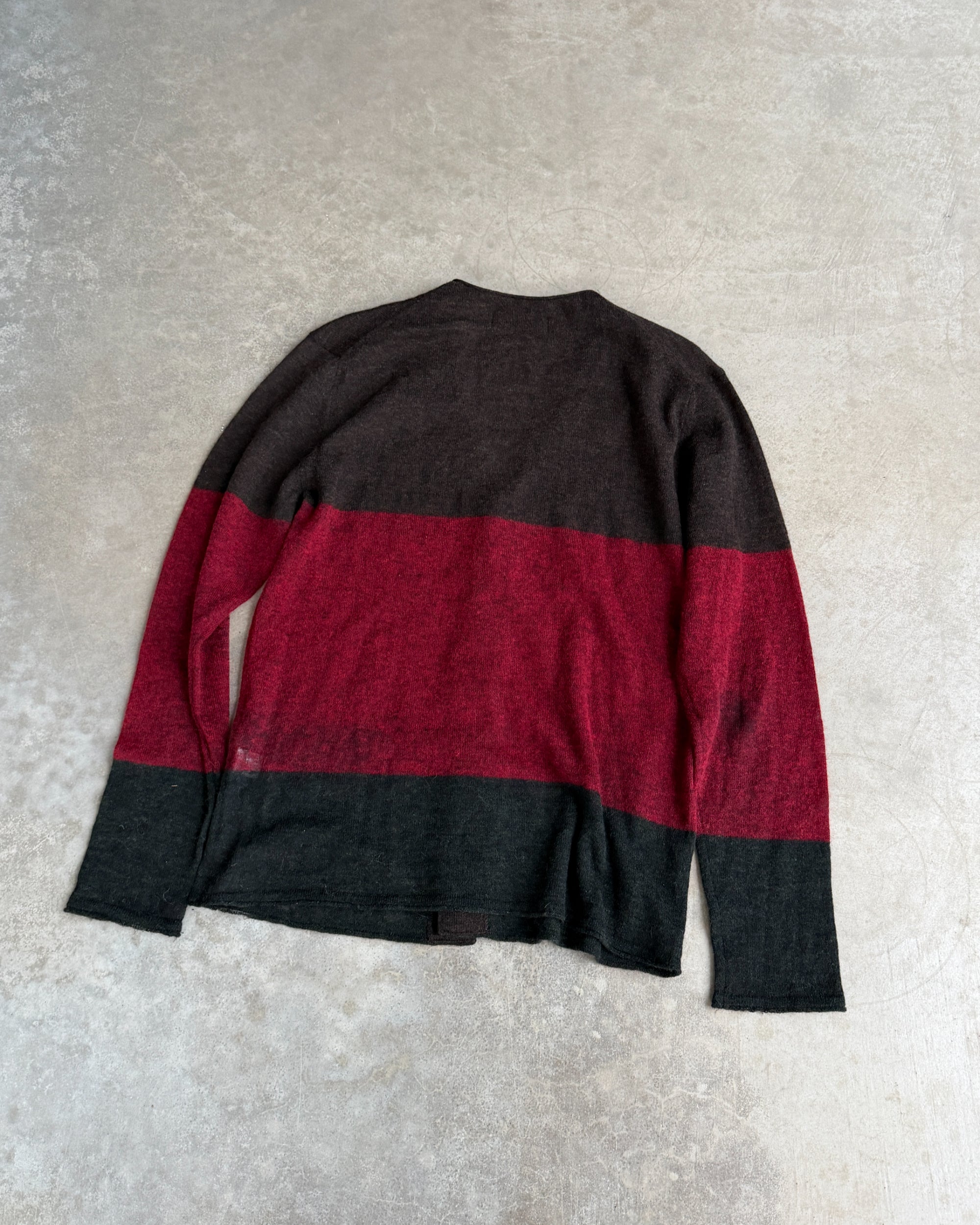 Issey Miyake AW2008 Alpaca Striped Cardigan – S-on a concrete background