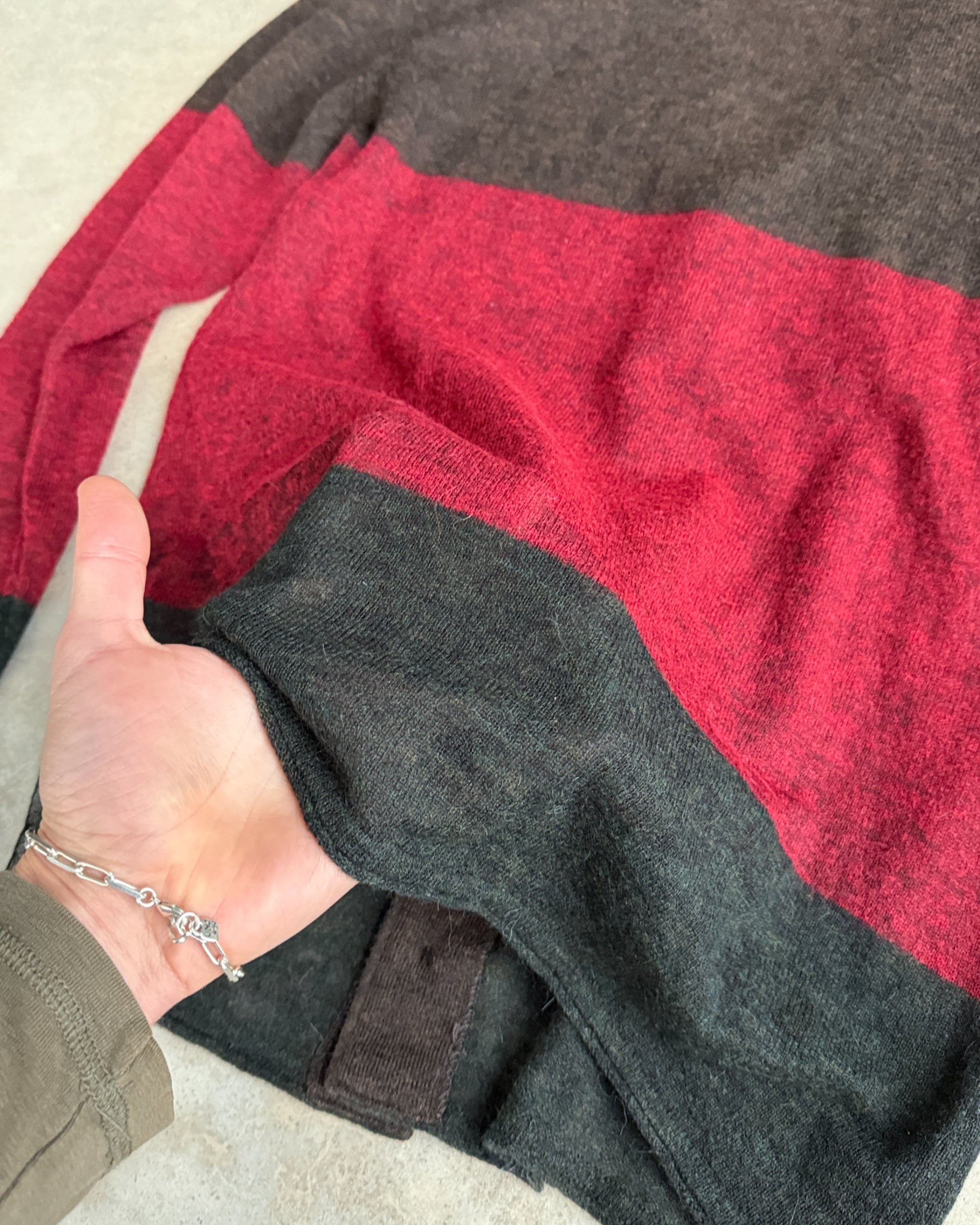 Issey Miyake AW2008 Alpaca Striped Cardigan – S-on a concrete background