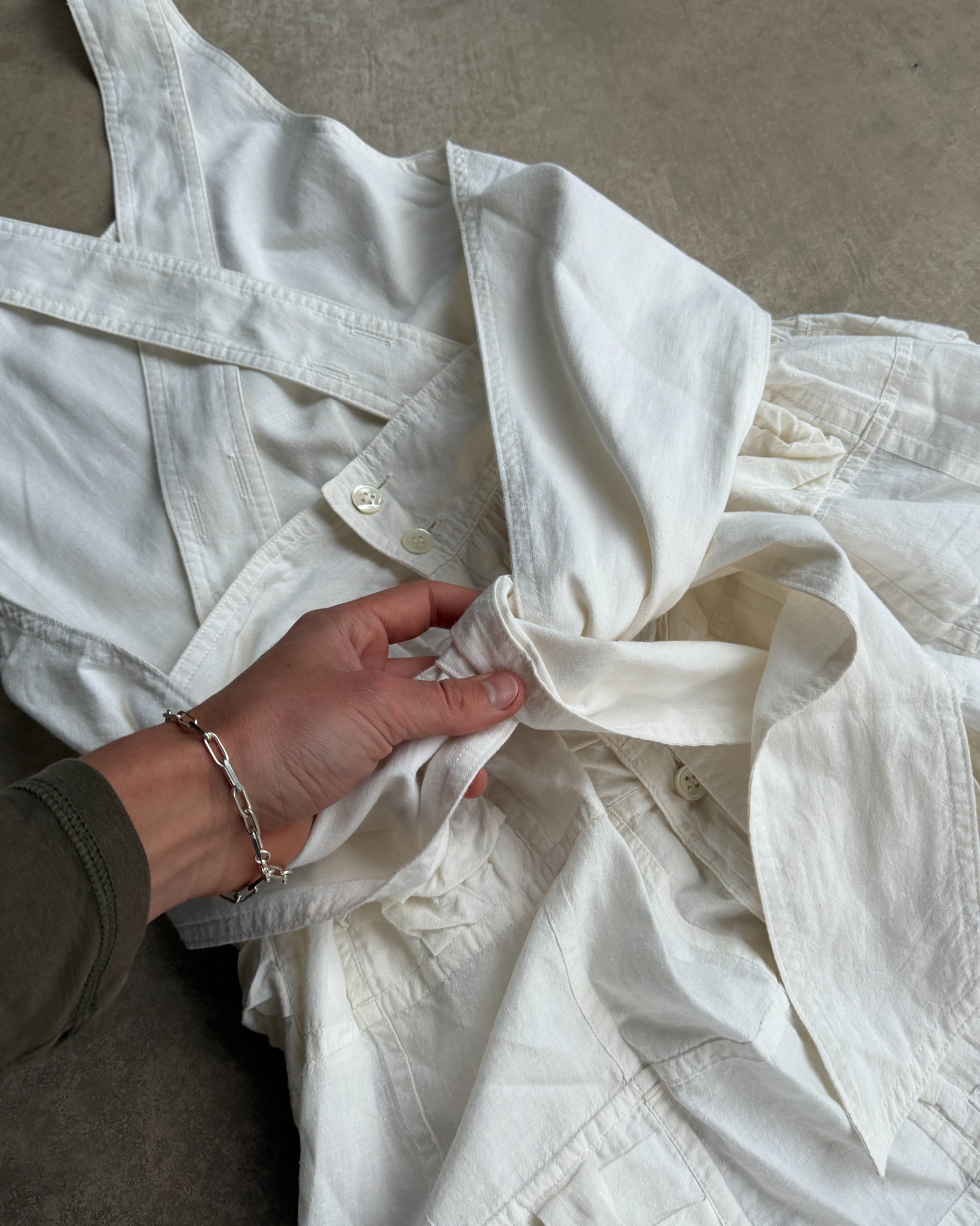 Issey Miyake IS Cotton White Maxi Dress – M-on a concrete background