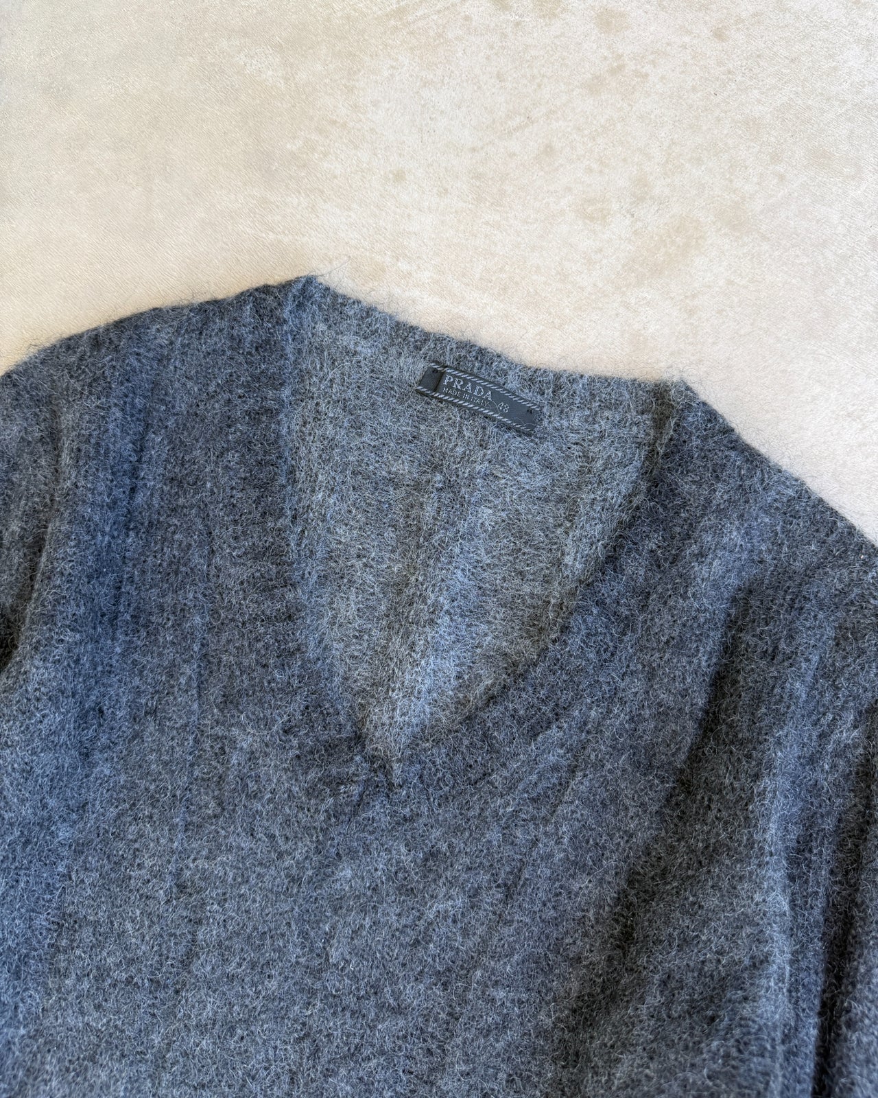 Prada SS2016 Mohair Nylon Blend Sweatshirt – S-on a concrete background