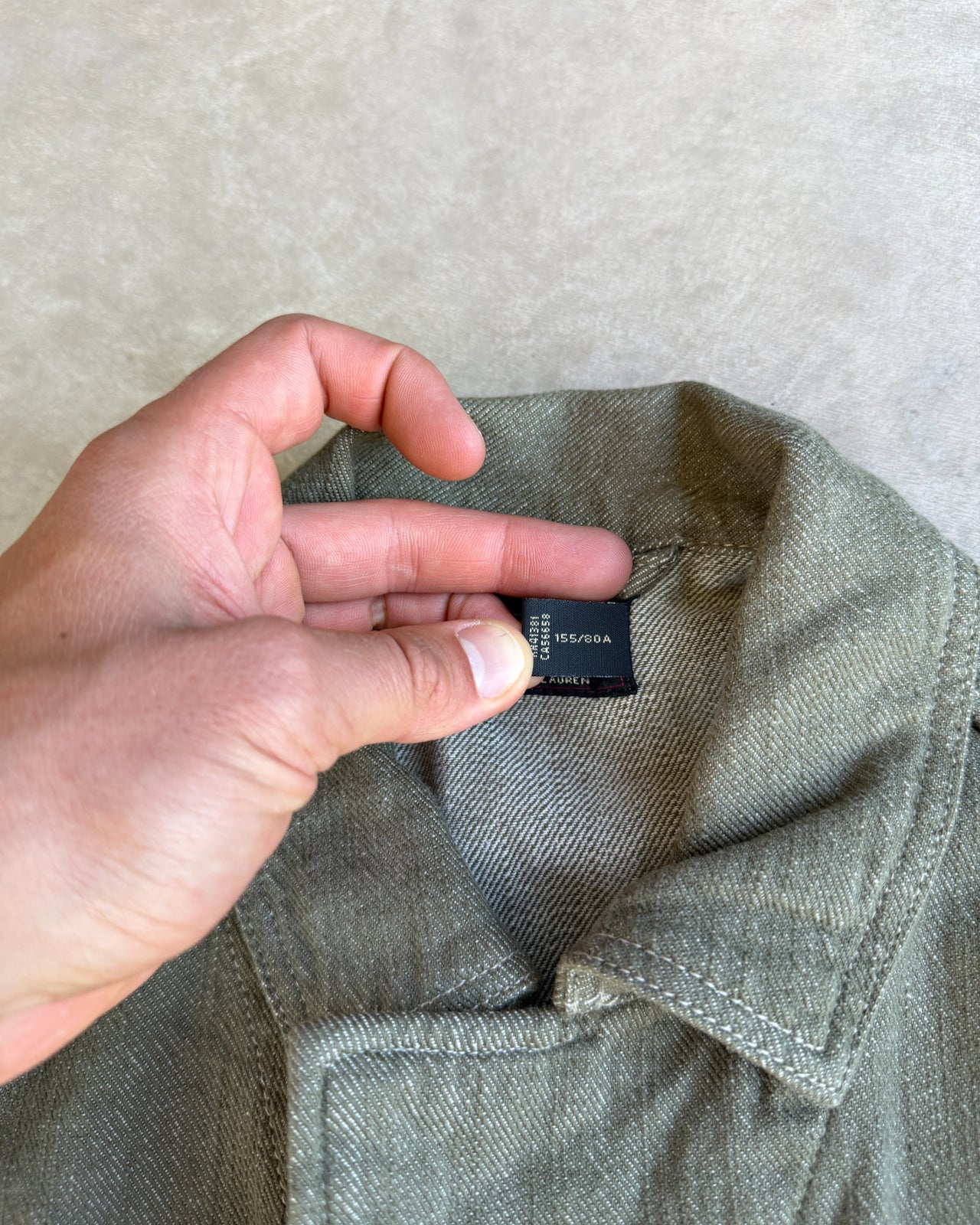 Double RL Ralph Lauren Military Inspired Cropped Cotton Jacket – XS/S-on a concrete background