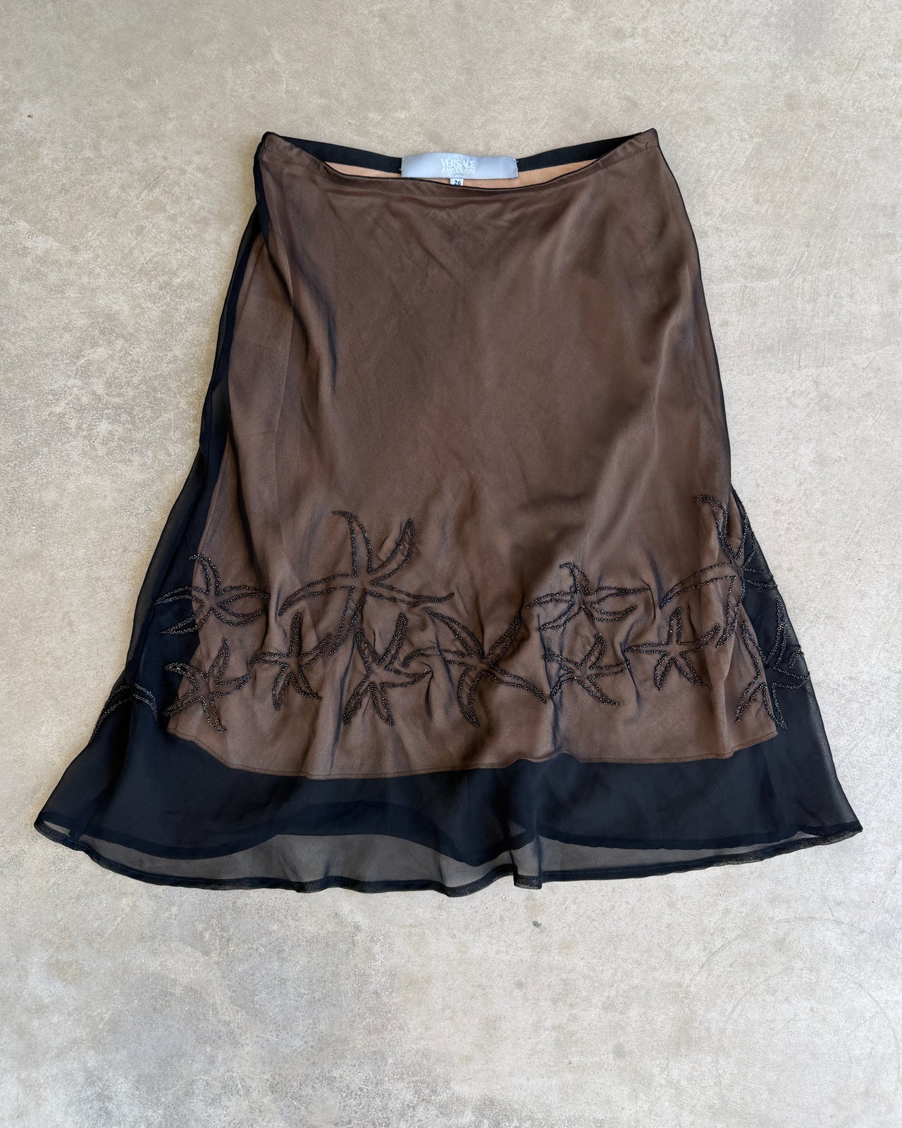 Versace Jeans Couture Double Layer Mesh Midi Skirt – XS/S-on a concrete background