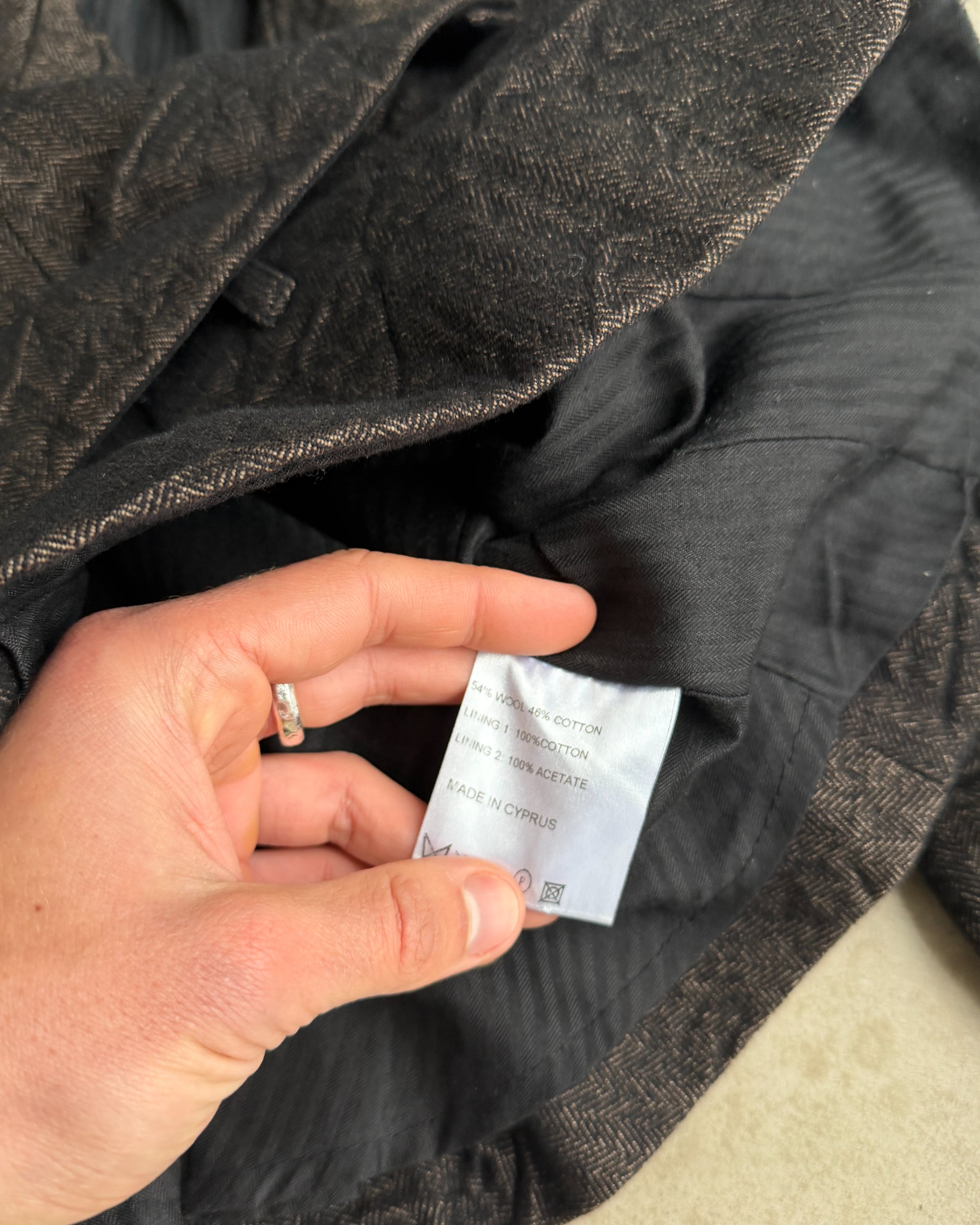 AllSaints Wool and Cotton Belted Jacket – XS-on a concrete background