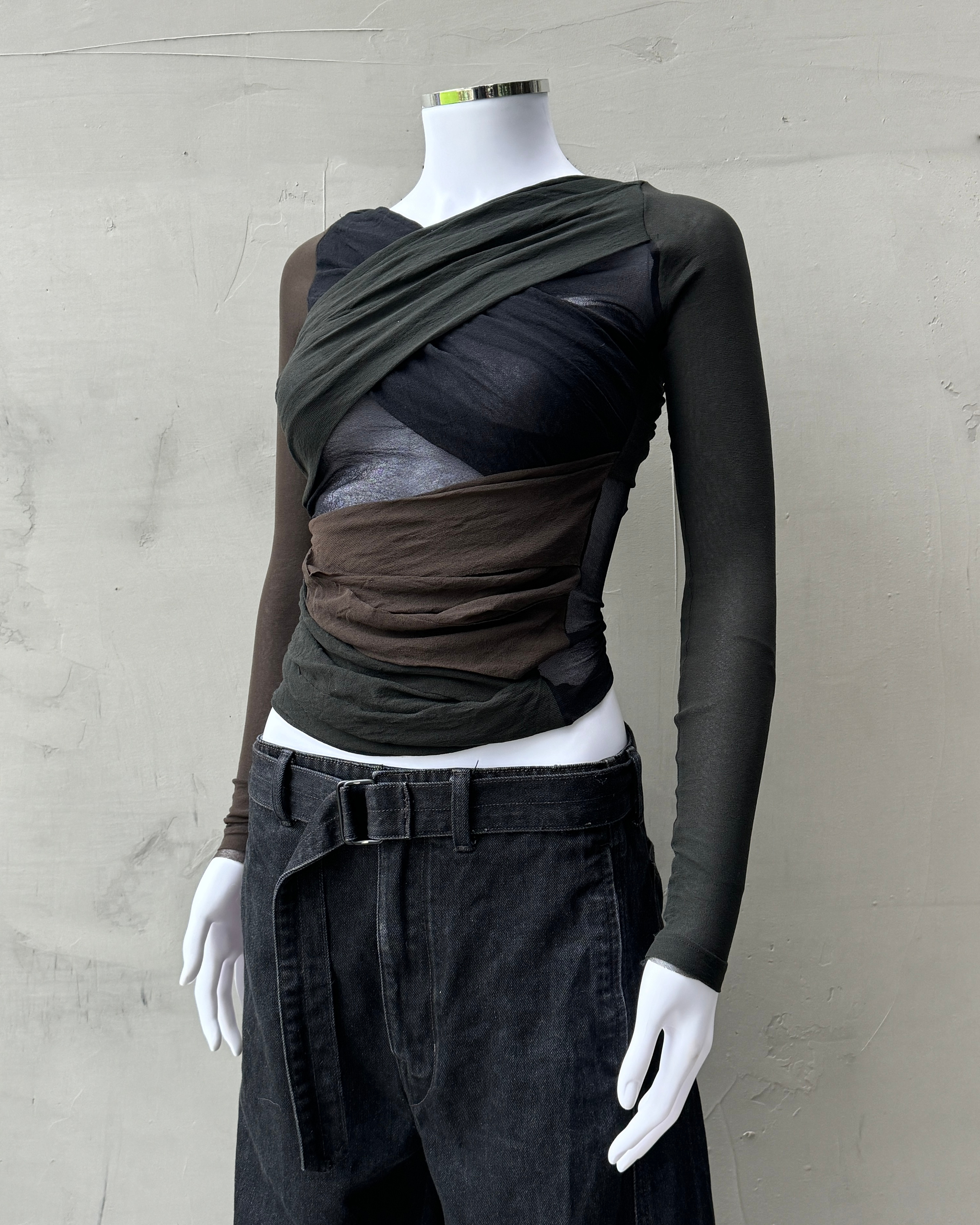 PLEIN SUD 2000'S WRAP MESH TOP