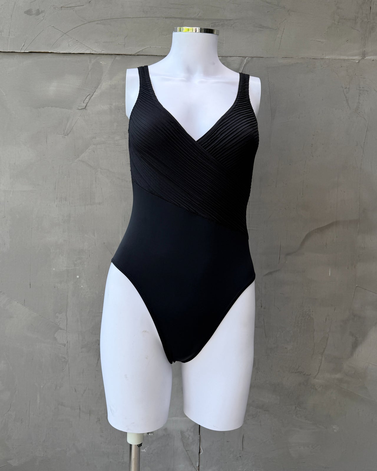 Christian Dior Black Nylon Elastane Swimsuit-on a concrete background