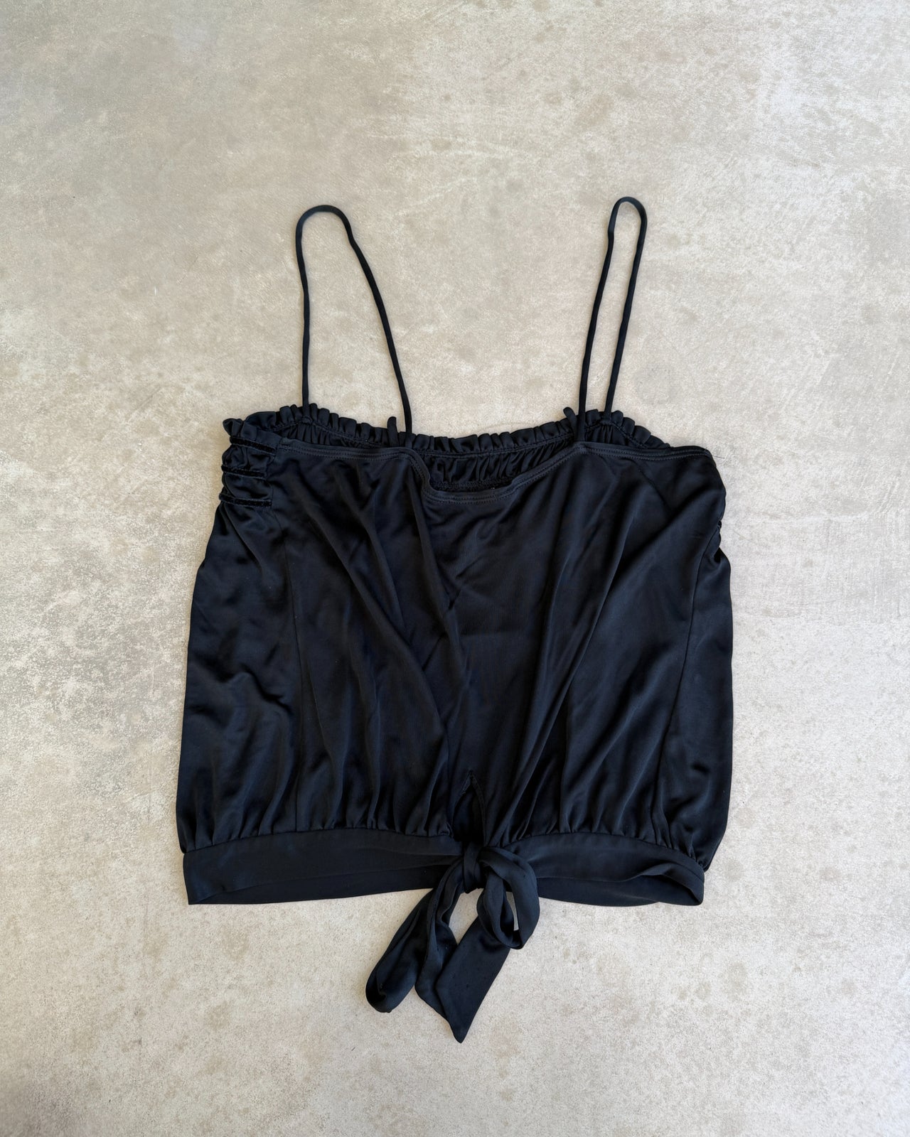 Miu Miu Black Acetate Nylon Blend Top – S-on a concrete background