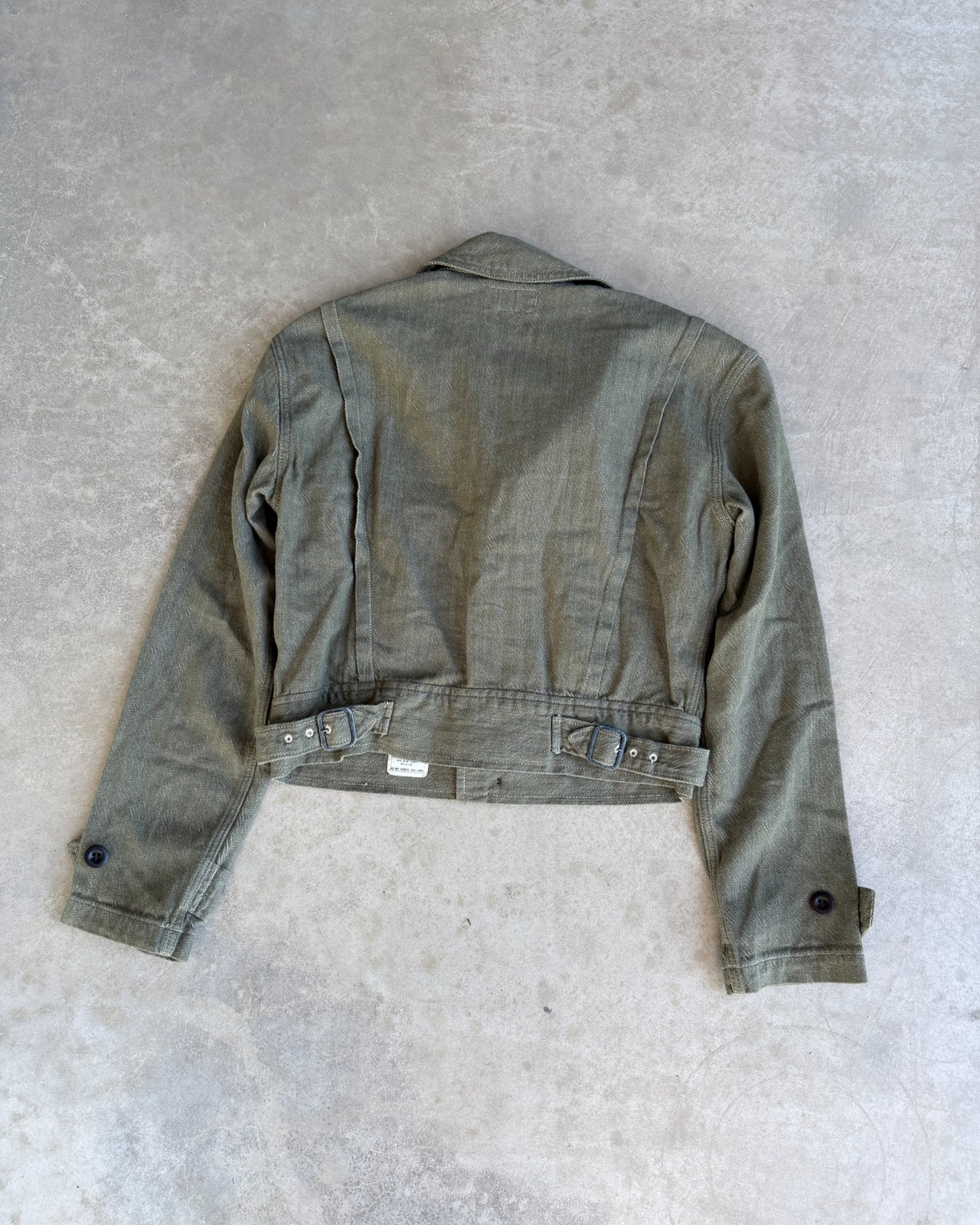 Double RL Ralph Lauren Military Inspired Cropped Cotton Jacket – XS/S-on a concrete background