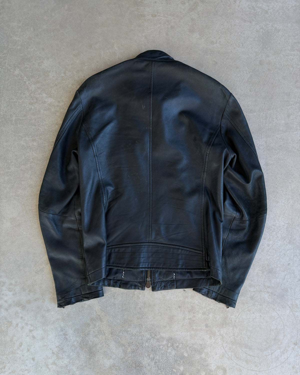 Burberry Black Label Lightweight Leather Jacket – M-on a concrete background