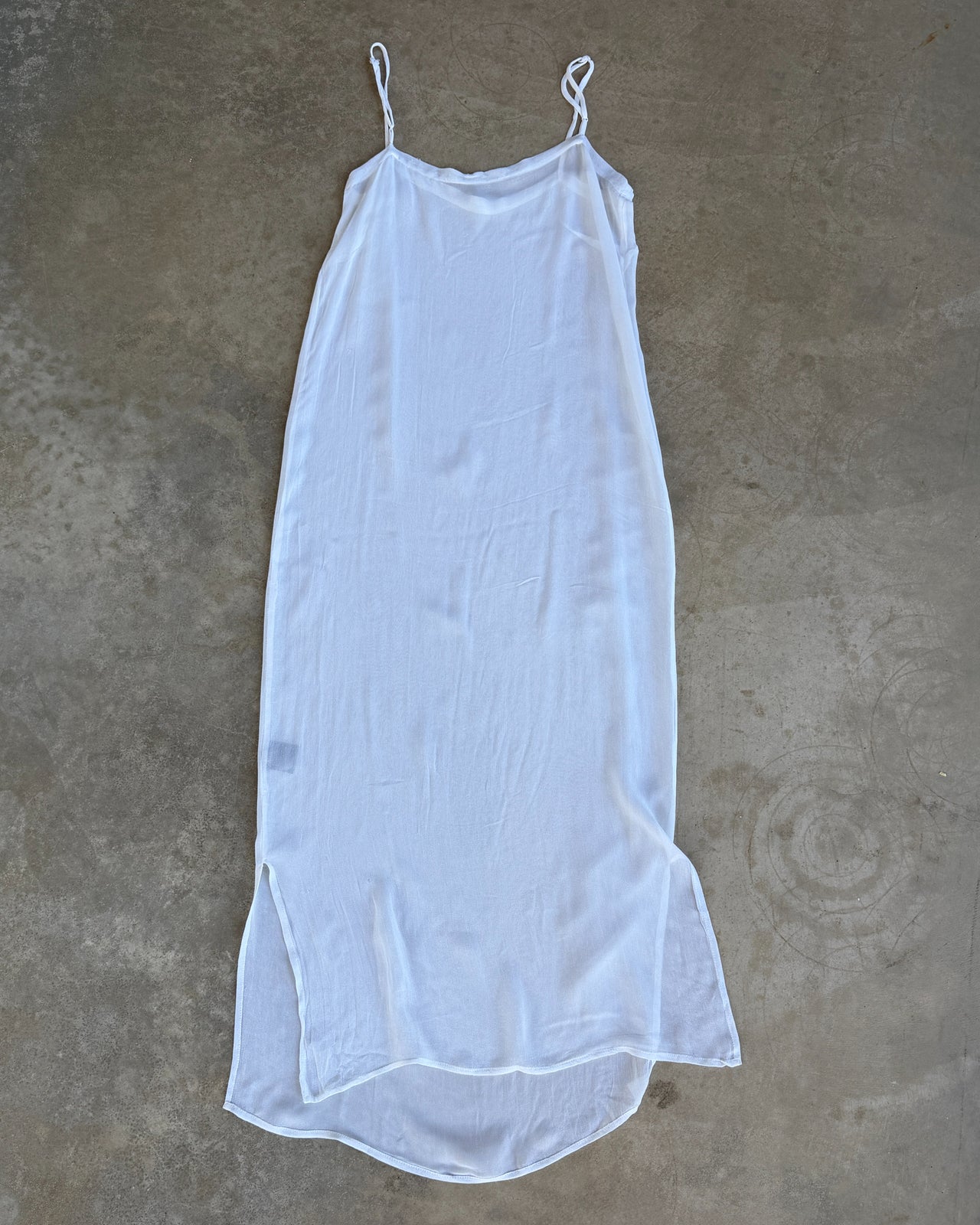 Isabel Marant Étoile White Viscose Sheer Slip Dress-on a concrete background
