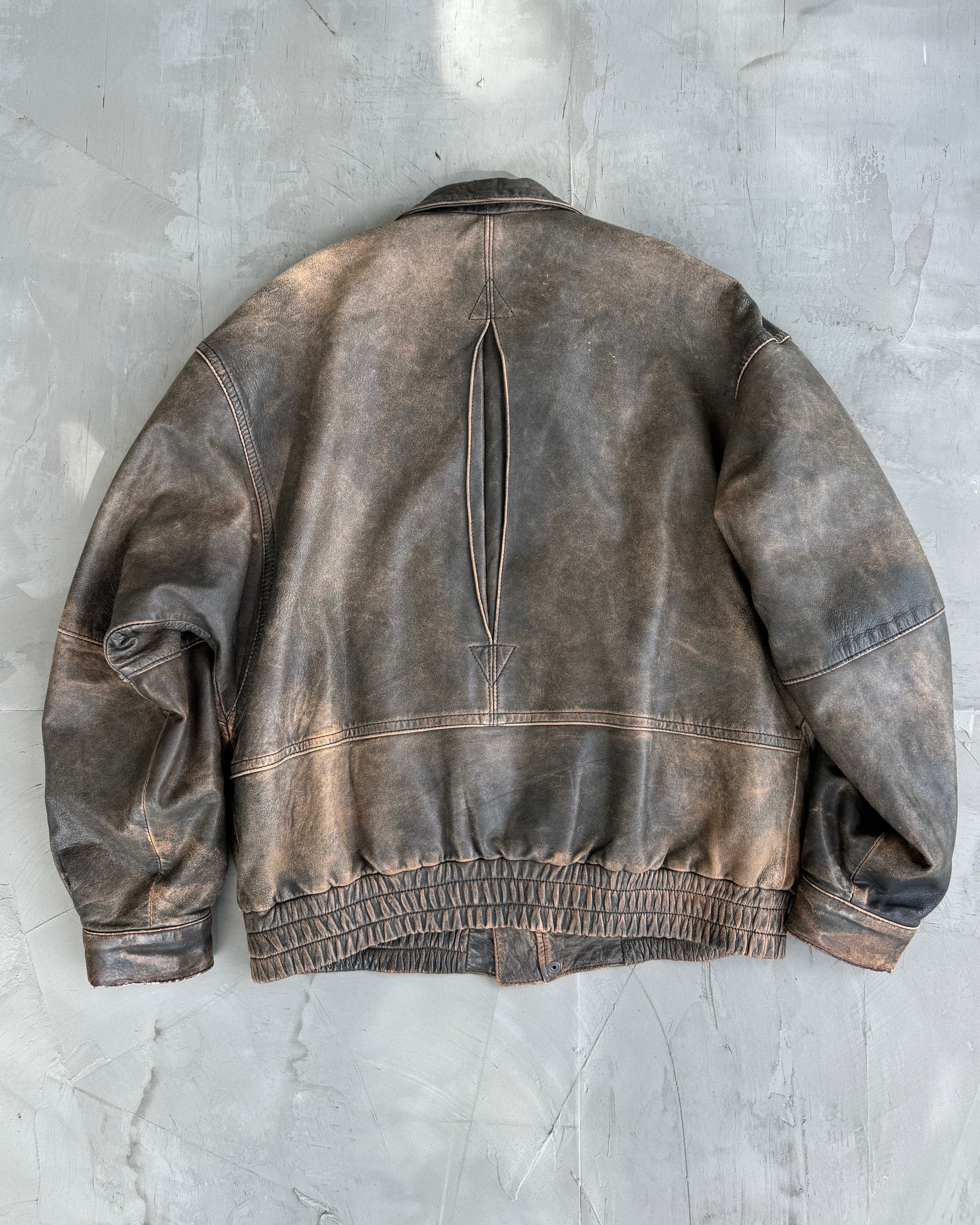 MASSIMO DUTTI 90S BROWN LEATHER JACKET - M/L