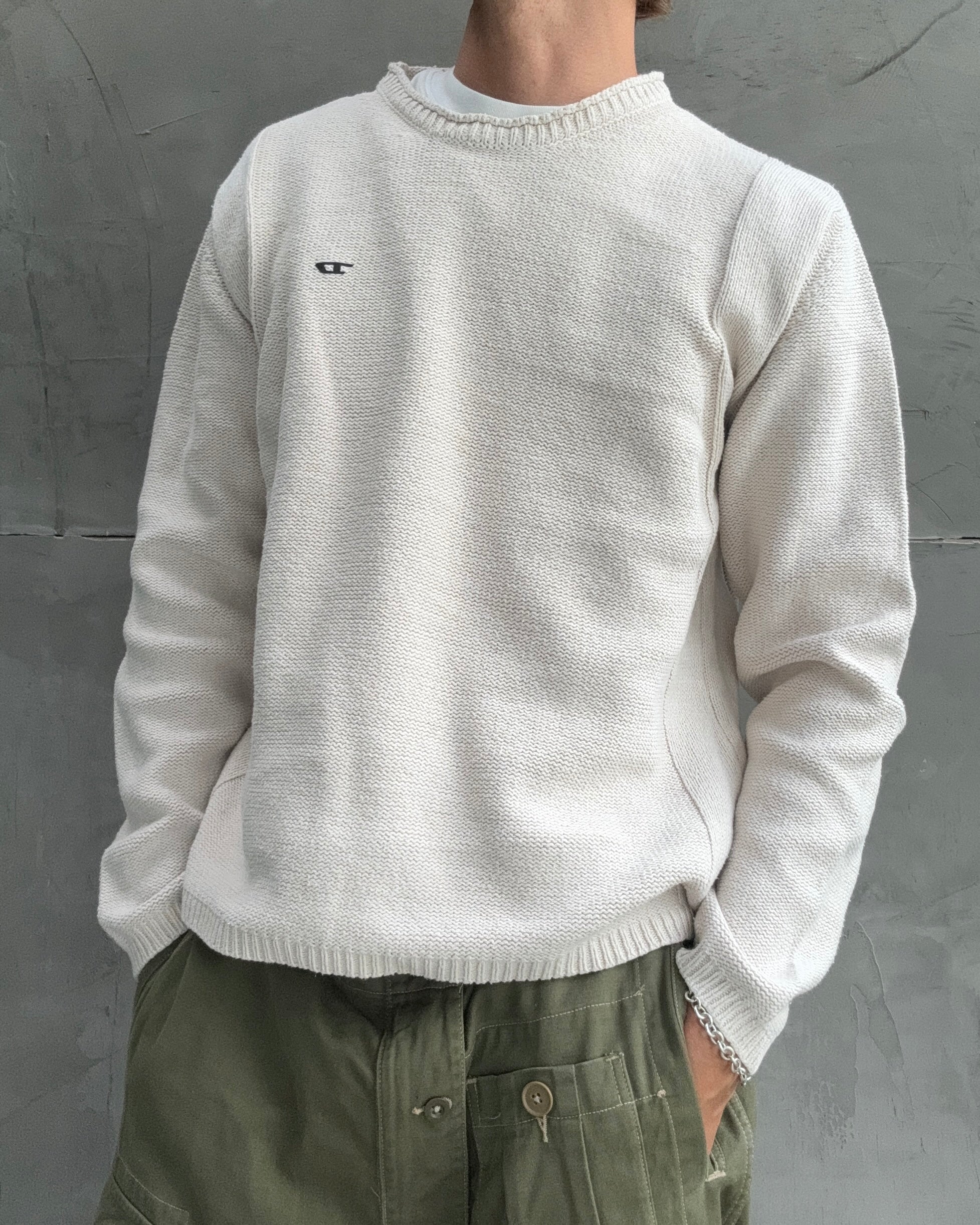 DIESEL CREAM KNIT SWEATER - M