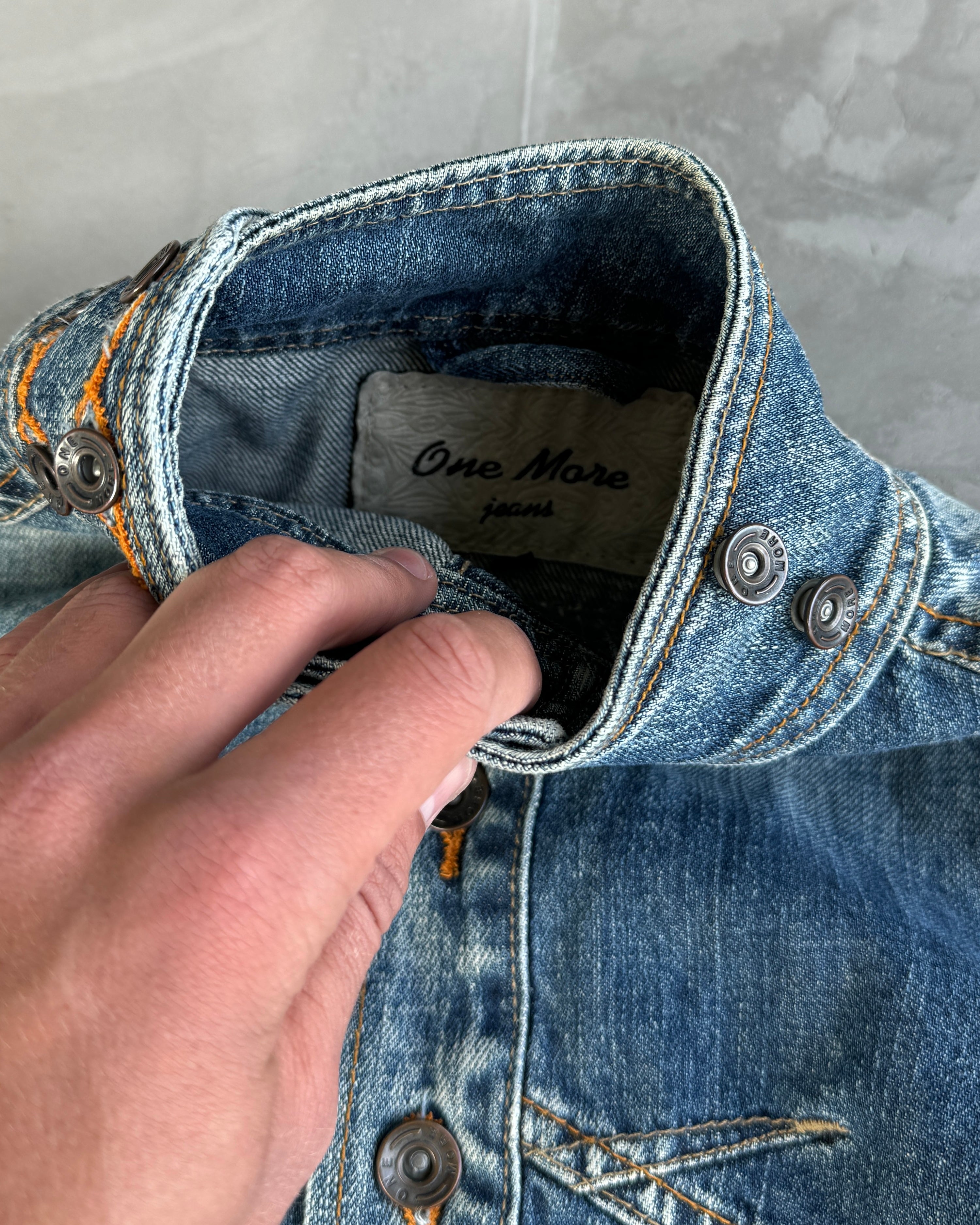 2000'S LACE UP CORSET BACK DENIM JACKET - XS