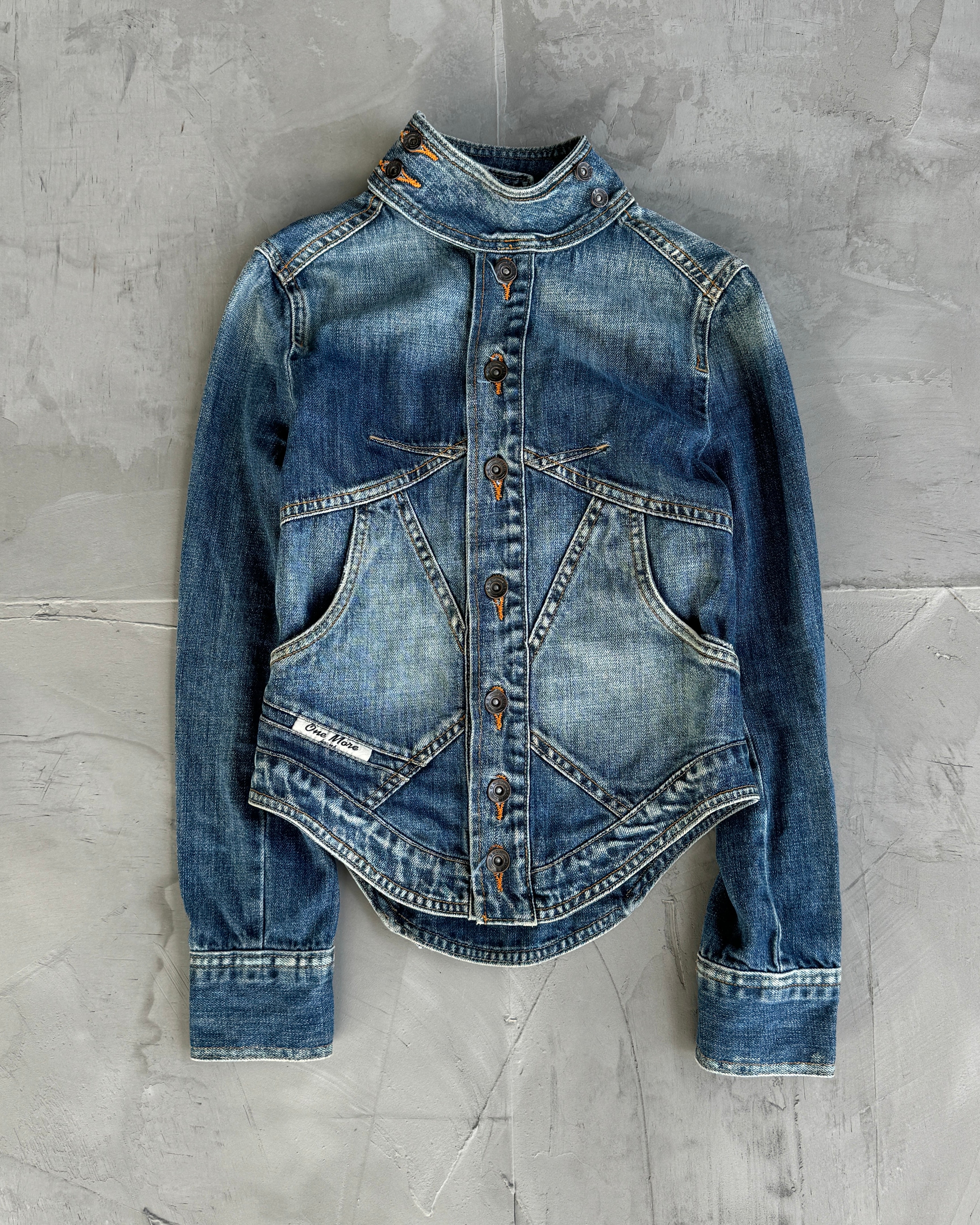 2000'S LACE UP CORSET BACK DENIM JACKET - XS