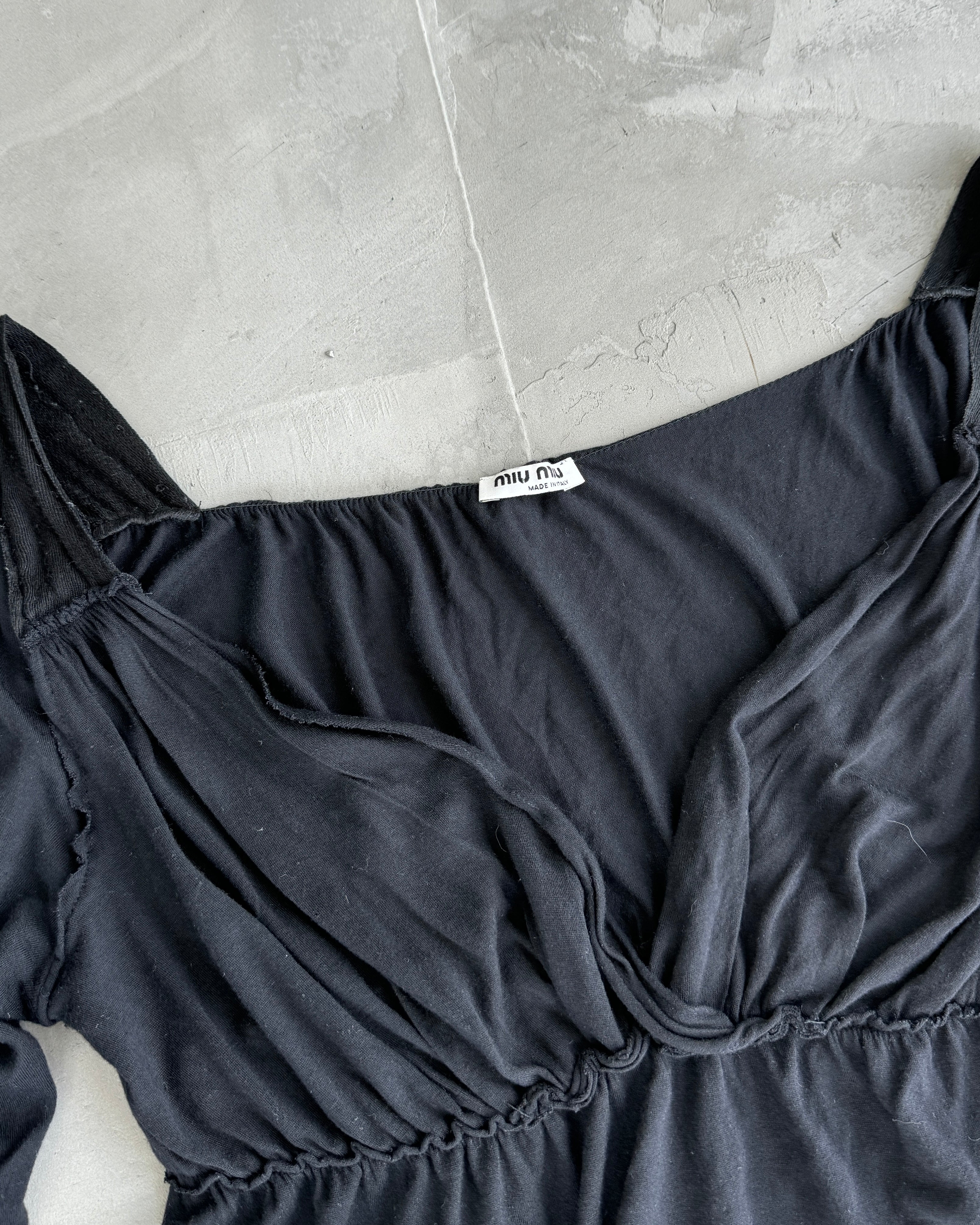 MIU MIU SS06 BLACK SCOOP BACK TOP