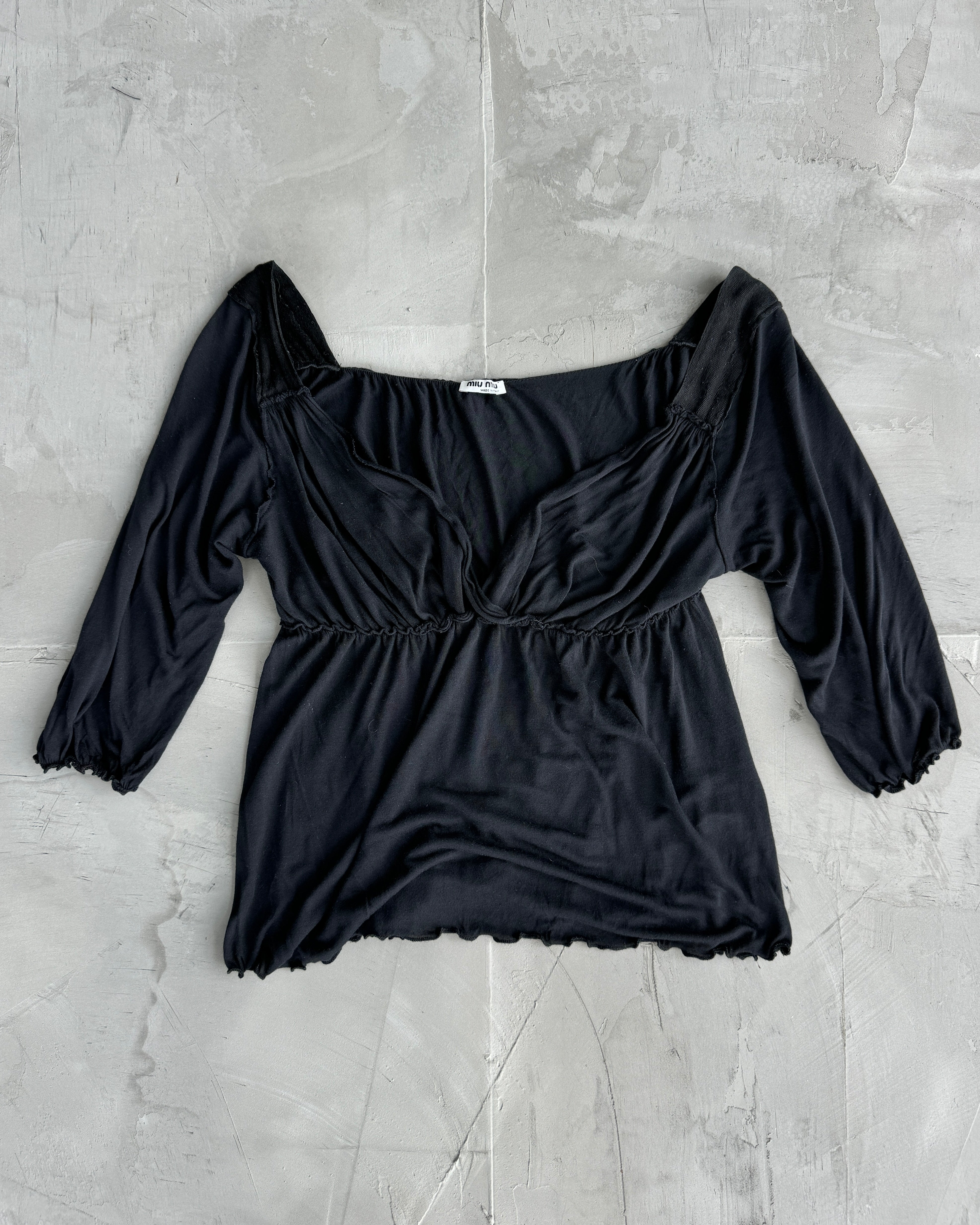 MIU MIU SS06 BLACK SCOOP BACK TOP