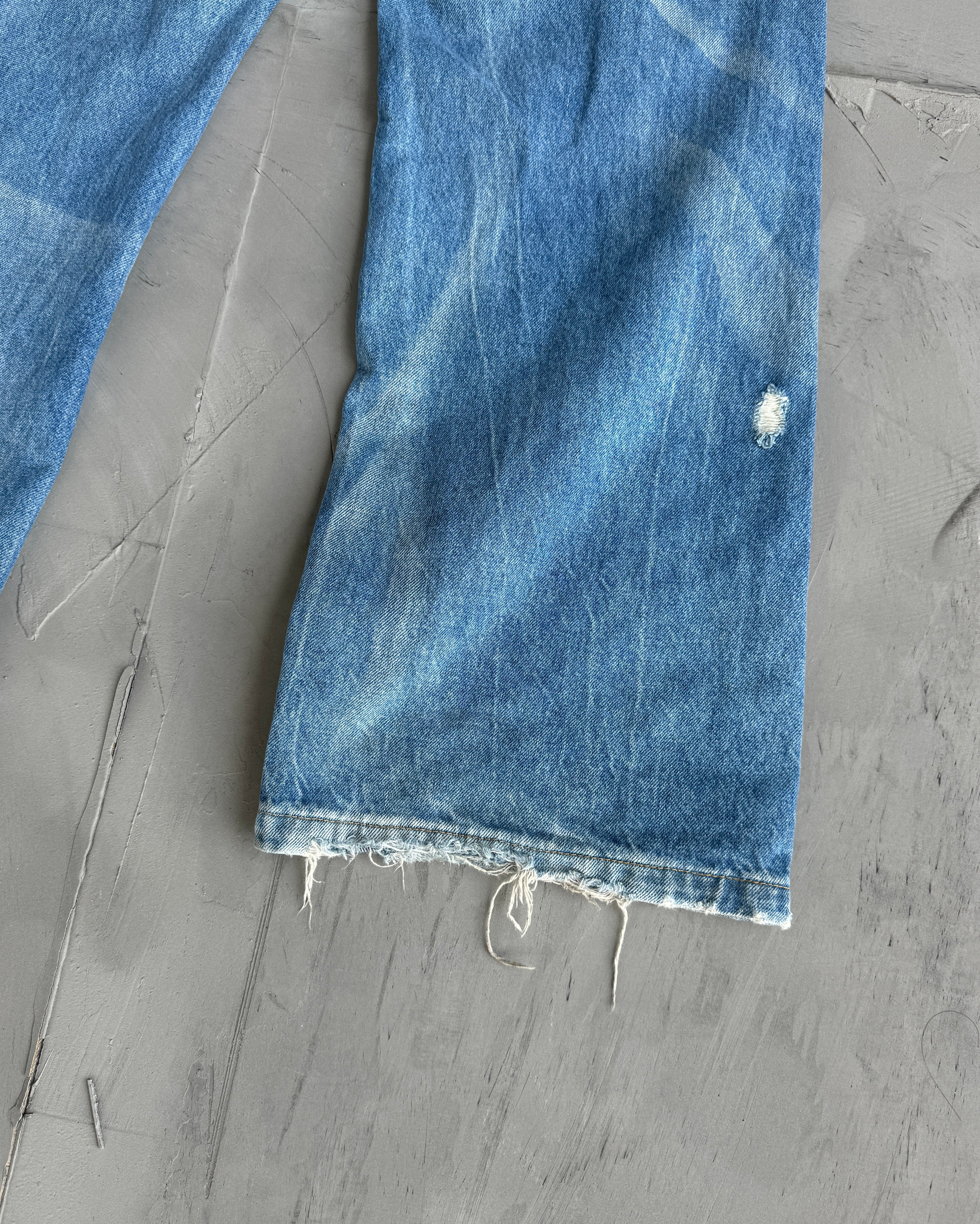 SIMPLE PROJECT WASHED DISTRESSED WIDE LEG BLUE JEANS - W32"