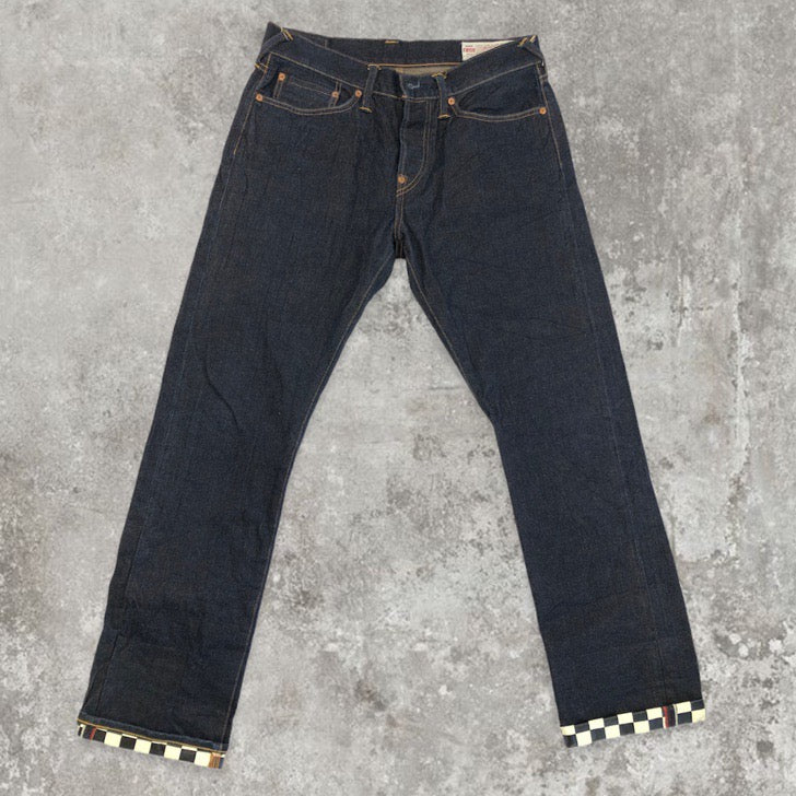 Evisu White and Black Checkered Daicock Japanese Selvedge Denim Jeans