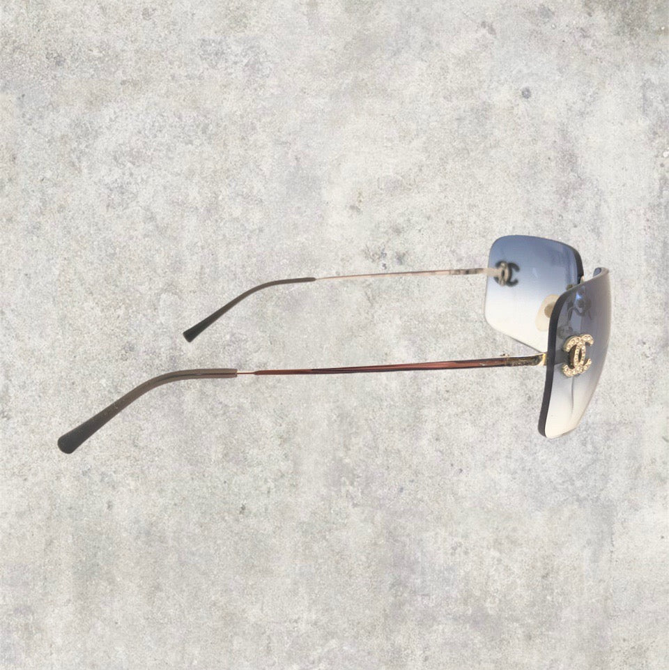 Chanel Sunglasses - Rimless Diamanté with Baby Blue Gradient Lens