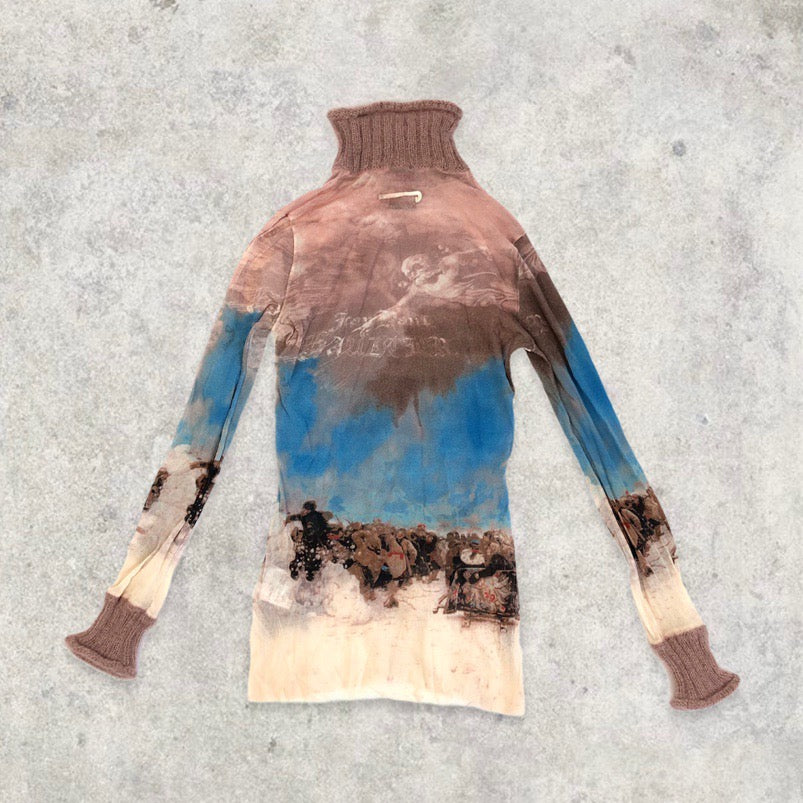 JEAN PAUL GAULTIER ANGEL PRINT LONG SLEEVE MESH TOP