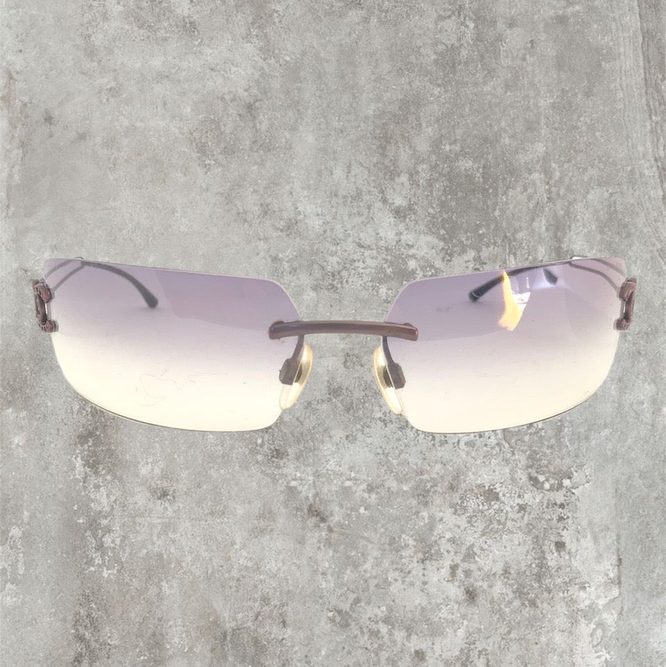 Chanel Rimless Diamanté Sunglasses with Purple Gradient Lens