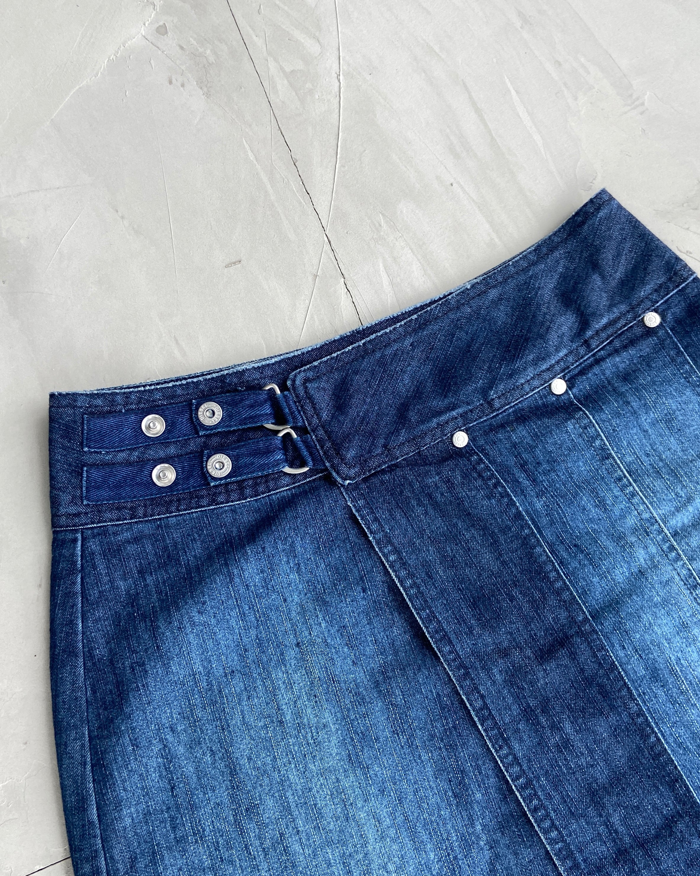 DIESEL 90'S WRAP PLEATED DENIM SKIRT - XS