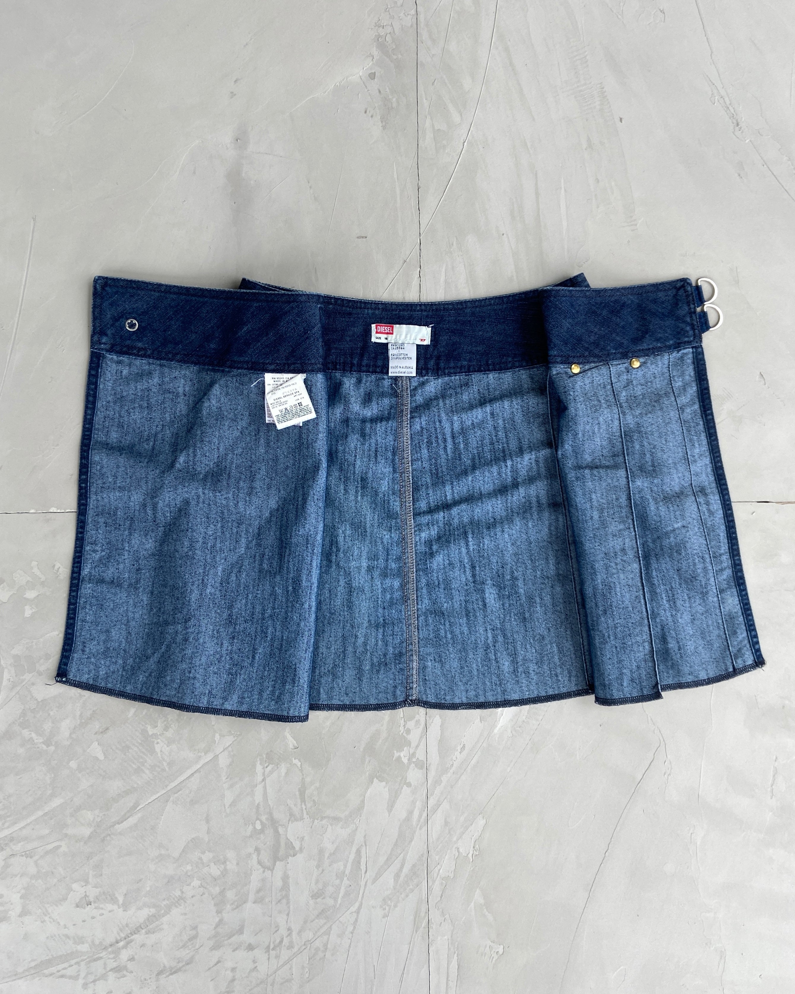 DIESEL 90'S WRAP PLEATED DENIM SKIRT - XS