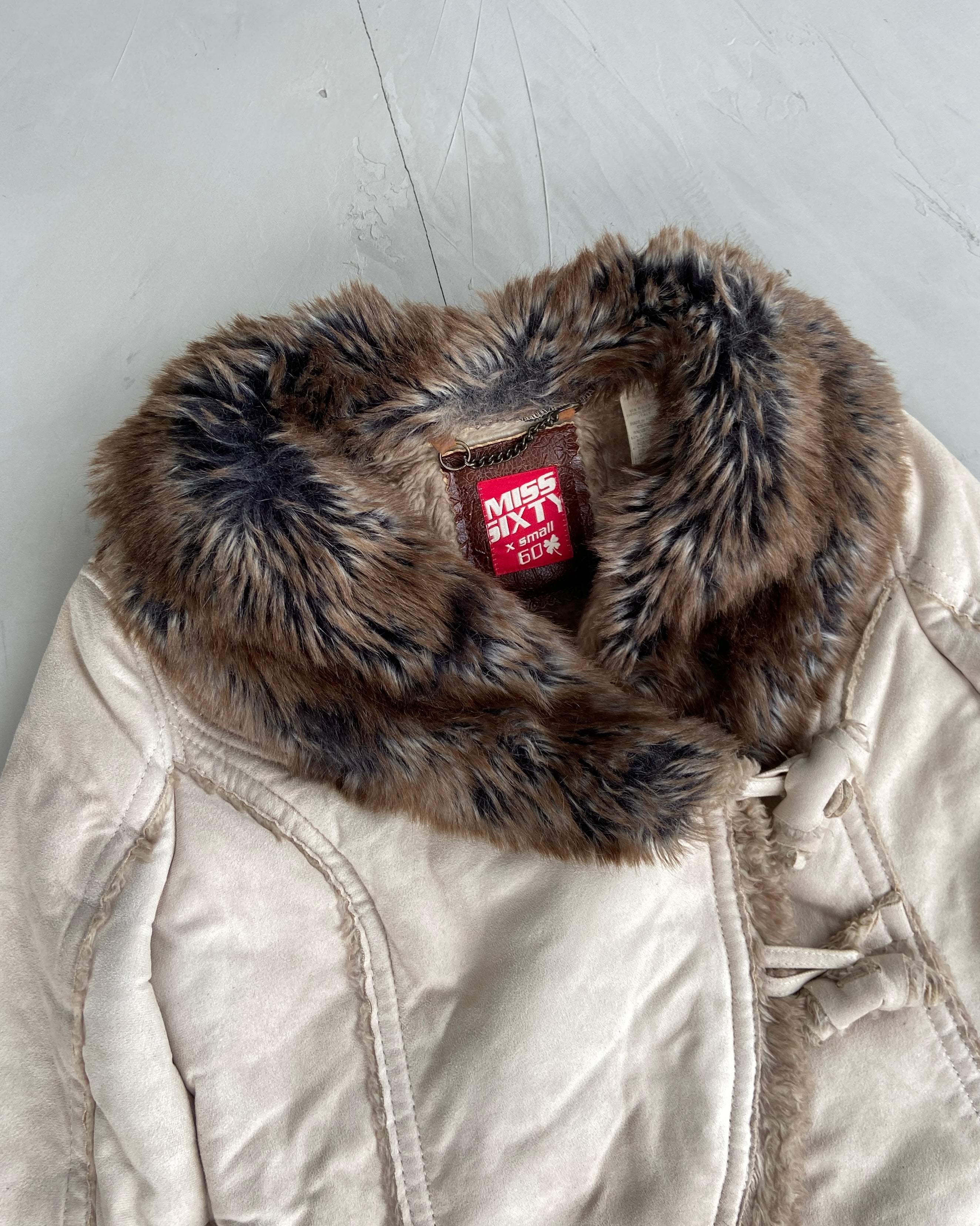MISS SIXTY 2000'S FAUX FUR & SUEDE COAT - S